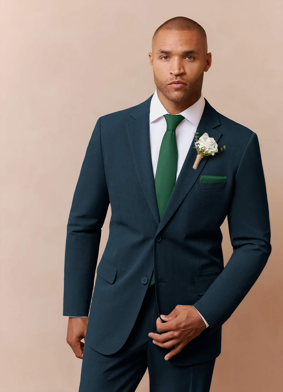 front Savile Teal Wool Blend Suit Jacket