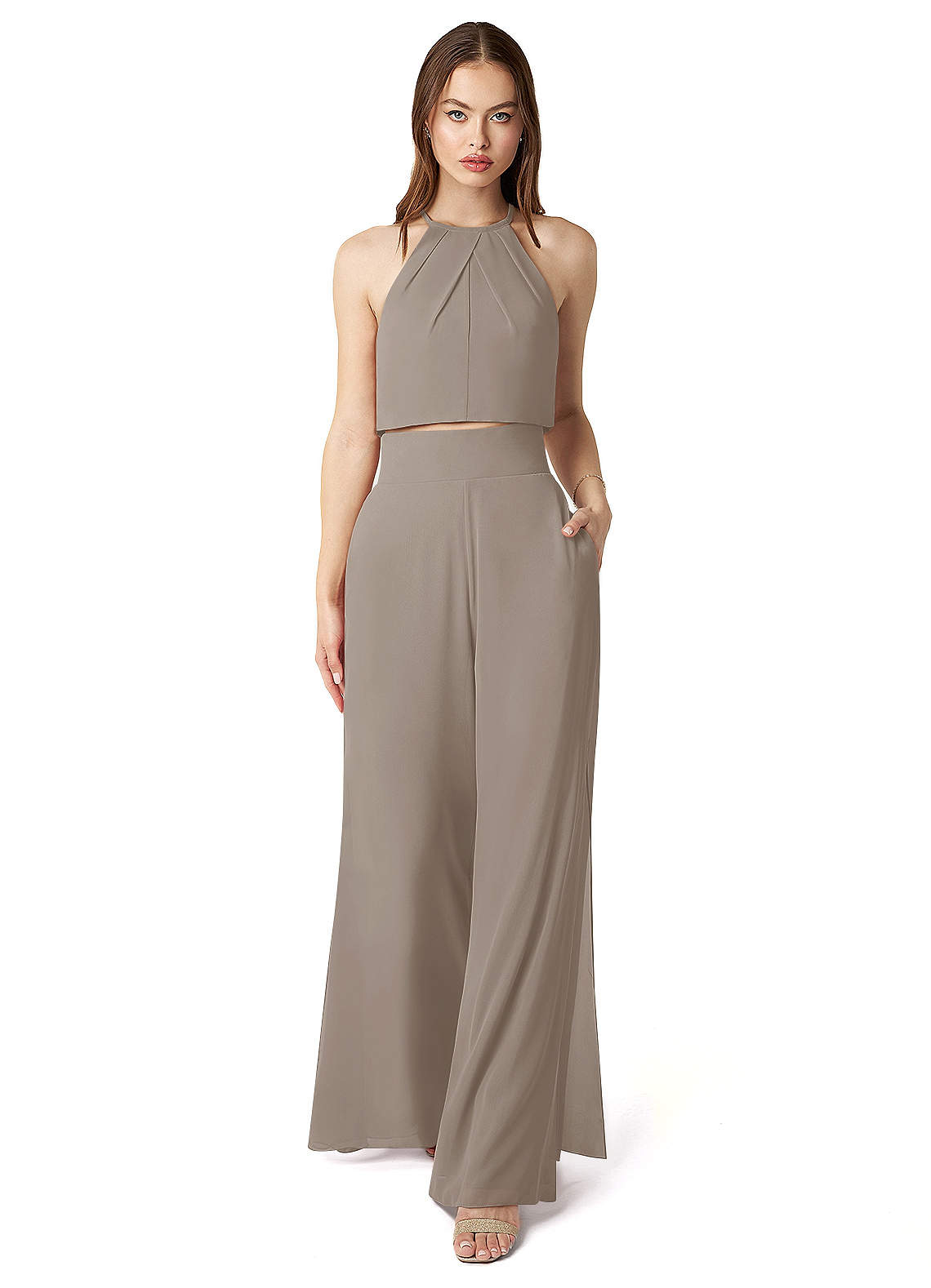 Azazie Kenzi Jumpsuit Taupe Bridesmaid Dresses | Azazie