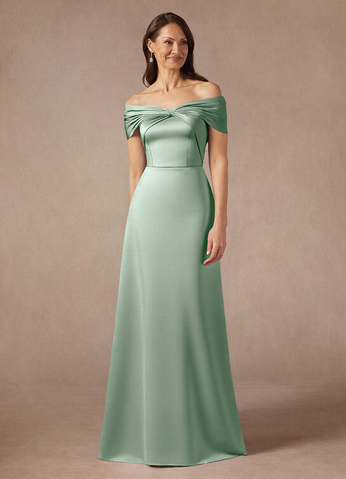 Chic Pleated Off-the-Shoulder Stretch Satin Dress Azalea main image 1