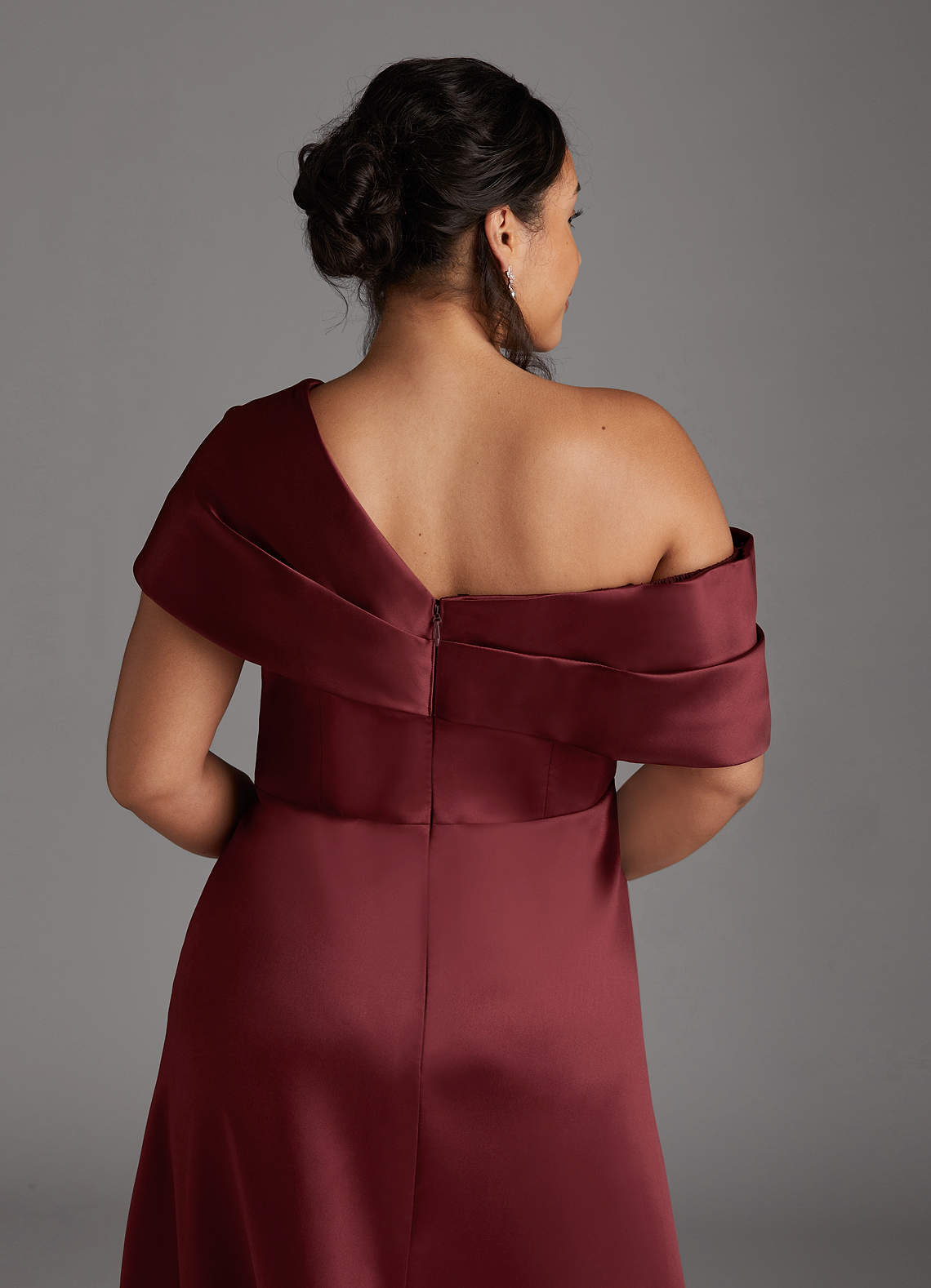Azazie Marissa Mother of the Bride Dresses Cabernet A-Line Pleated  Mikado Dress image6
