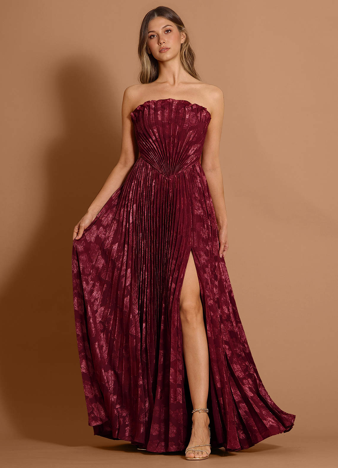 green emerald velvet dress Denali Lace Mesh Maxi Dress In Wine Red – Night Novas main image 0