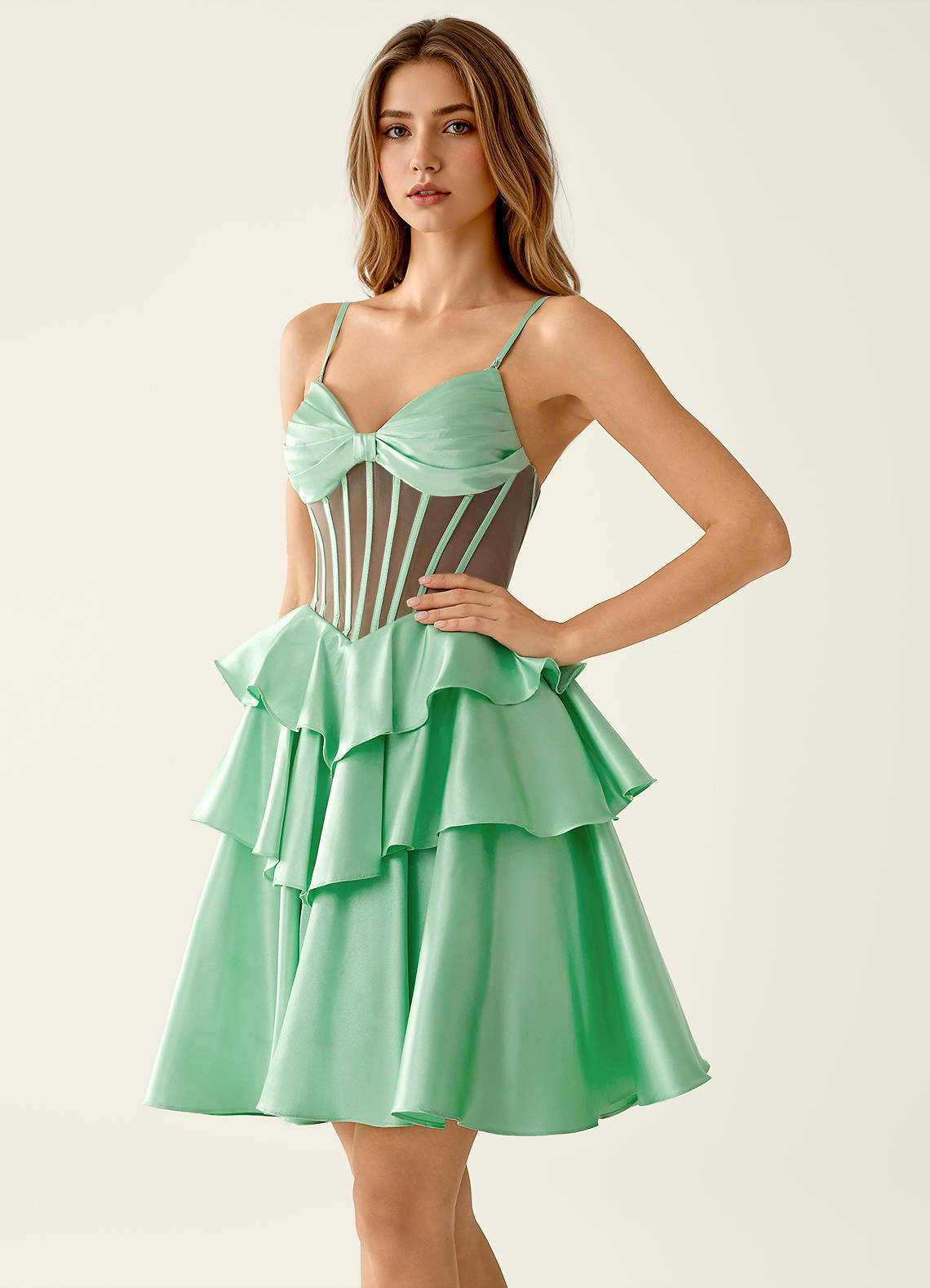 Aurisse Green Mini Dress image2