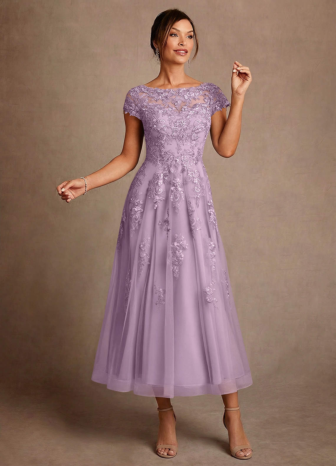 Azazie Jolanda Mother of the Bride Dresses Wisteria A-Line Lace Dress image2
