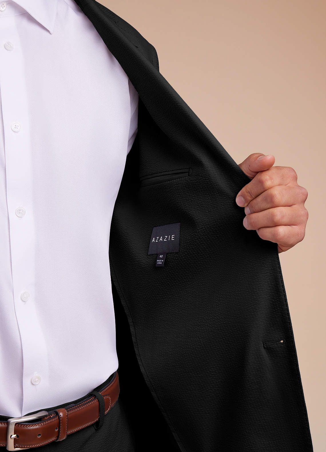 front Miles Black Seersucker Suit Jacket