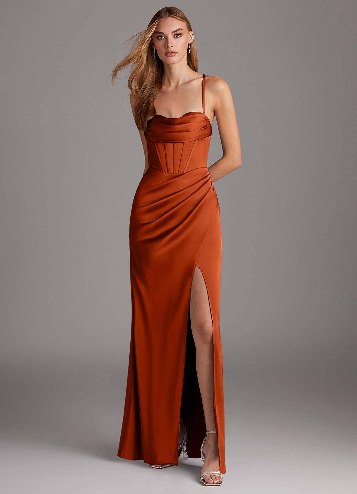 pumpkin spice bridesmaid dresses Burnt Orange Mismatched Charming Autumn Wedding Party Bridesmaid Dresses,  CB0321 main image 1