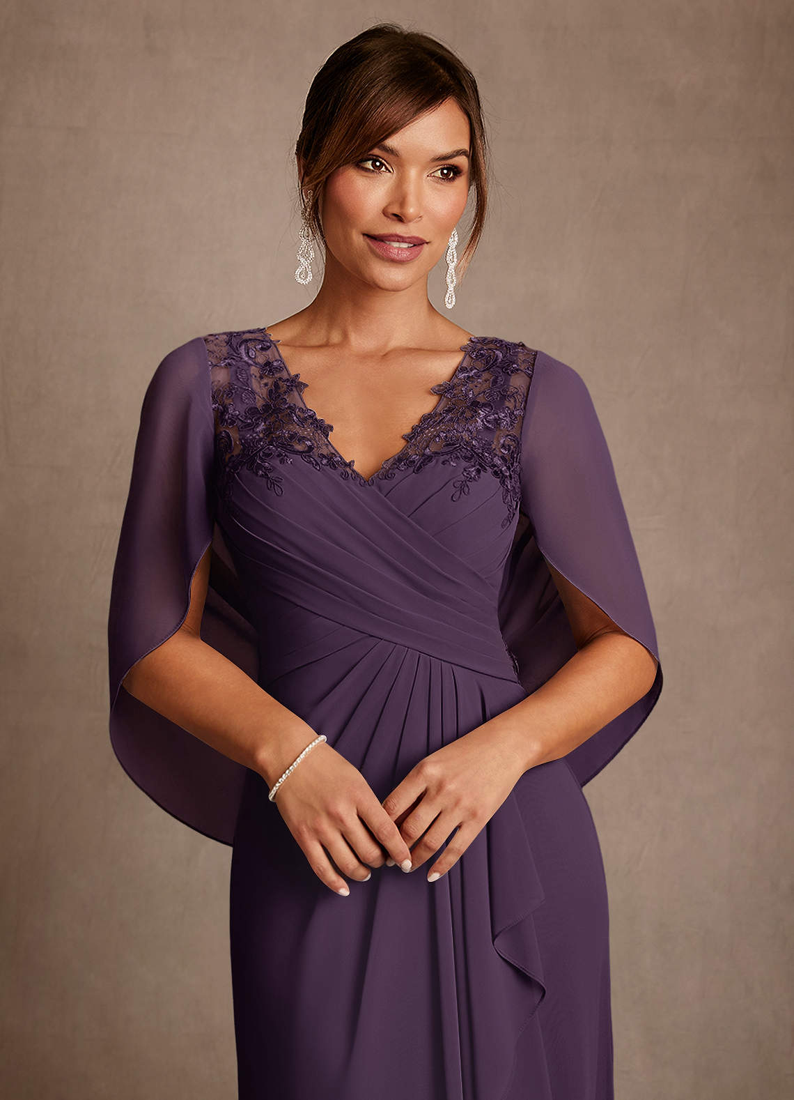Azazie Santa Clara Mother of the Bride Dresses Plum A-Line Lace Dress image4
