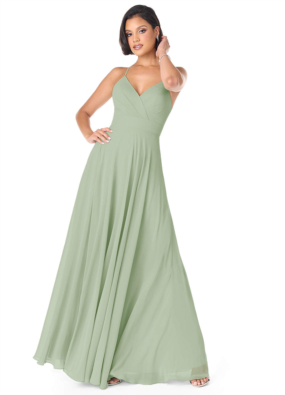 Azazie Avelina Dusty Sage Chiffon Bridesmaid Dresses | Azazie