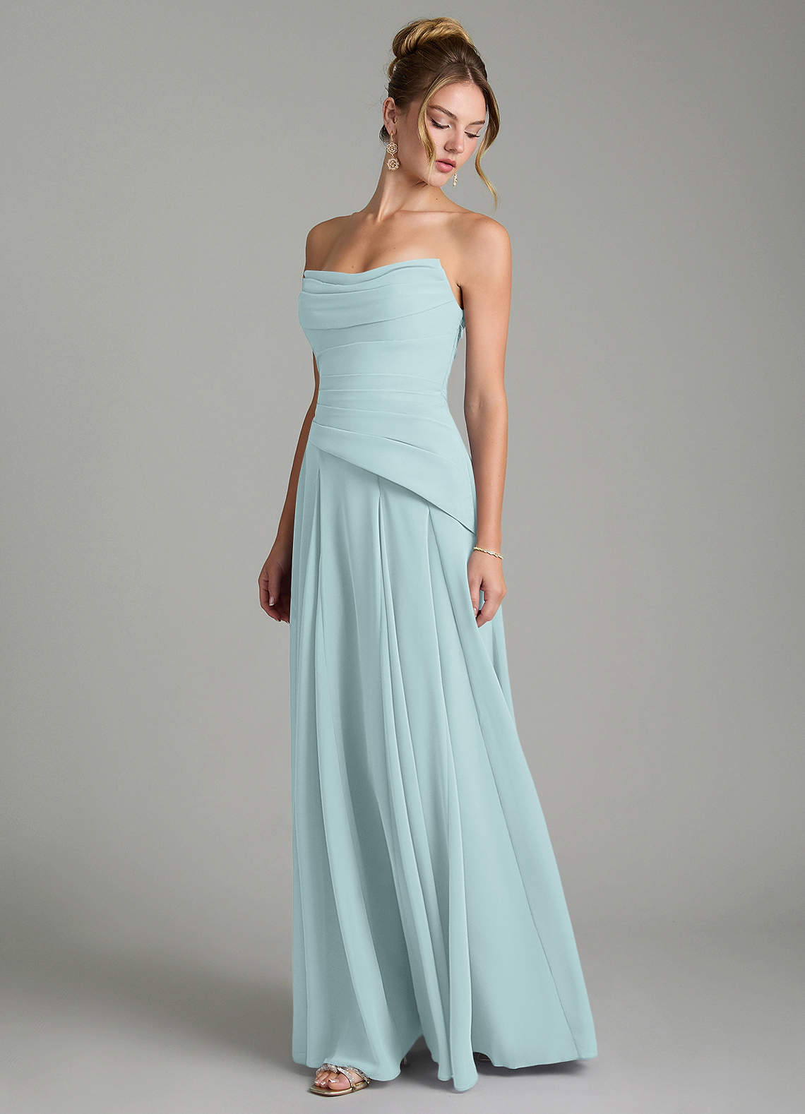 Azazie Gabriela Bridesmaid Dresses Mist A-Line Corset Chiffon Dress image5