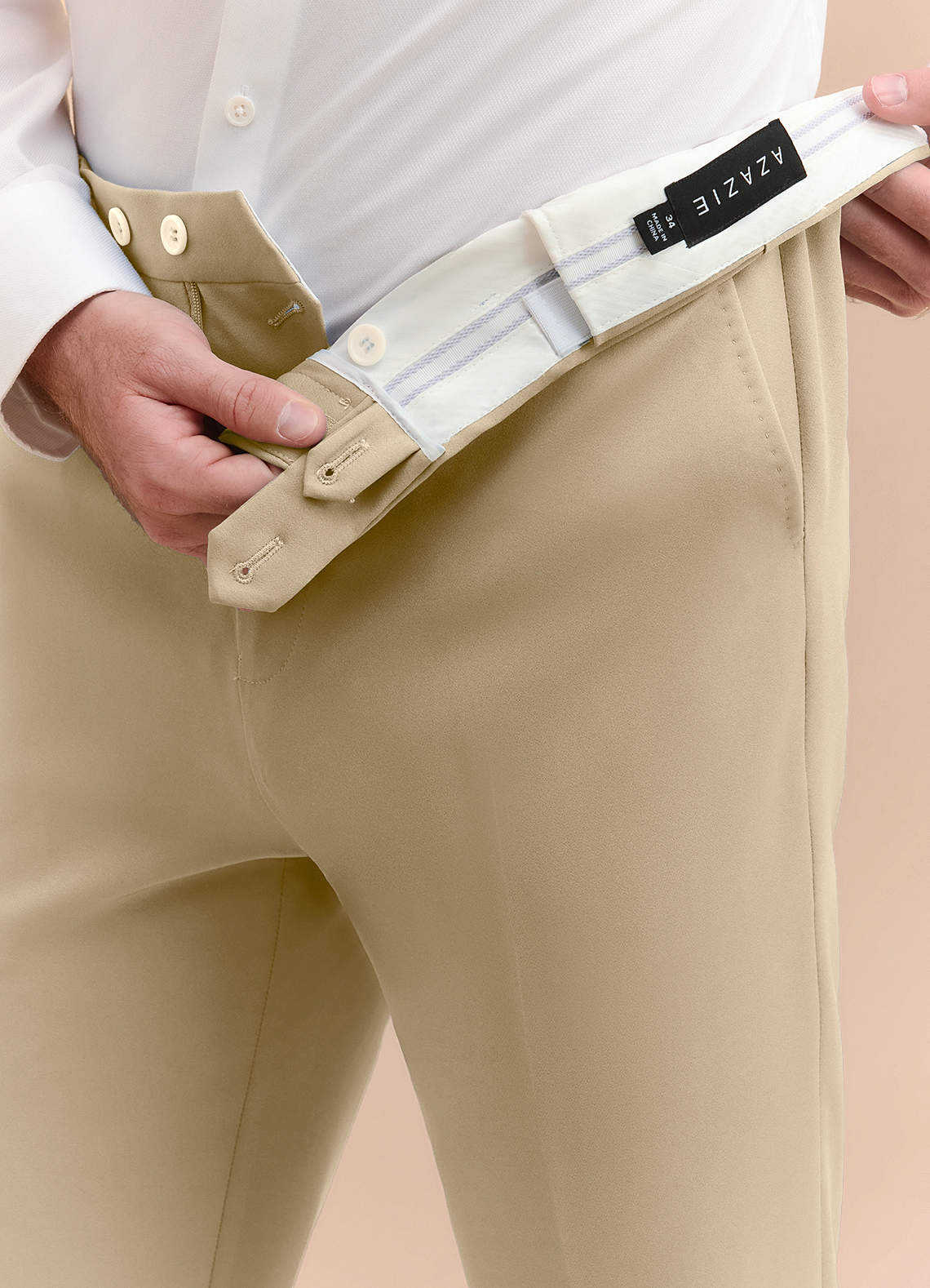 front James Champagne Structured Stretch Dress Pants