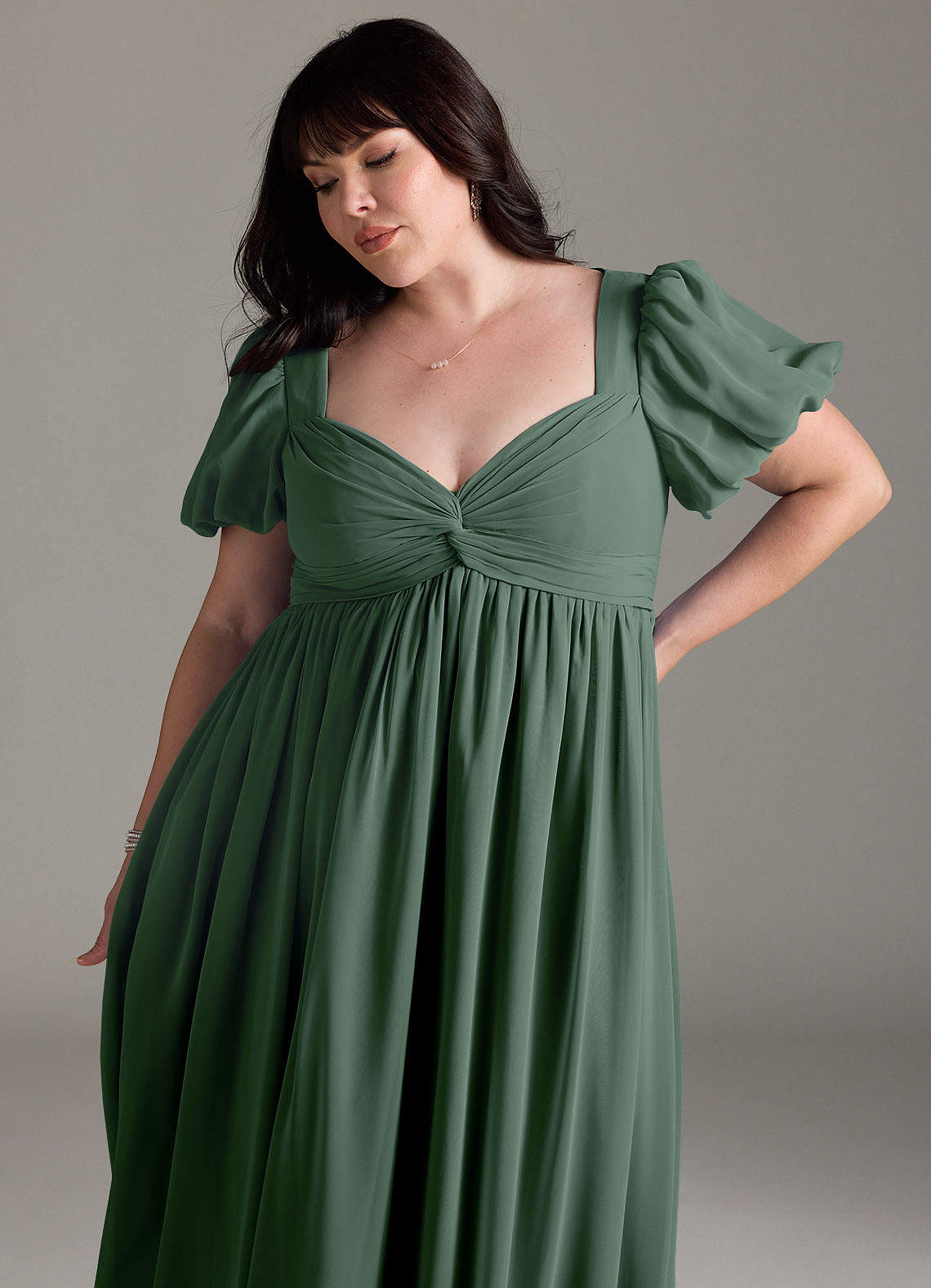Azazie Madisynn Vestidos de dama de honra para maternidade Vestir Arco Comprimento do chão Chiffon image8