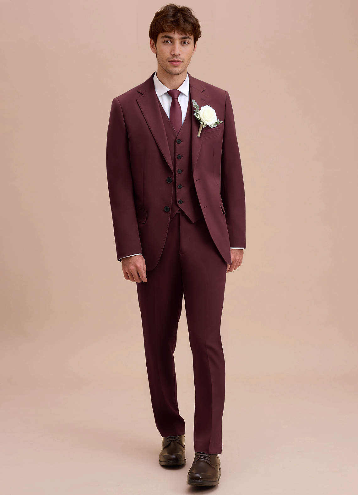 front Ethan Cabernet Refined Weave Performance Suit Jacket