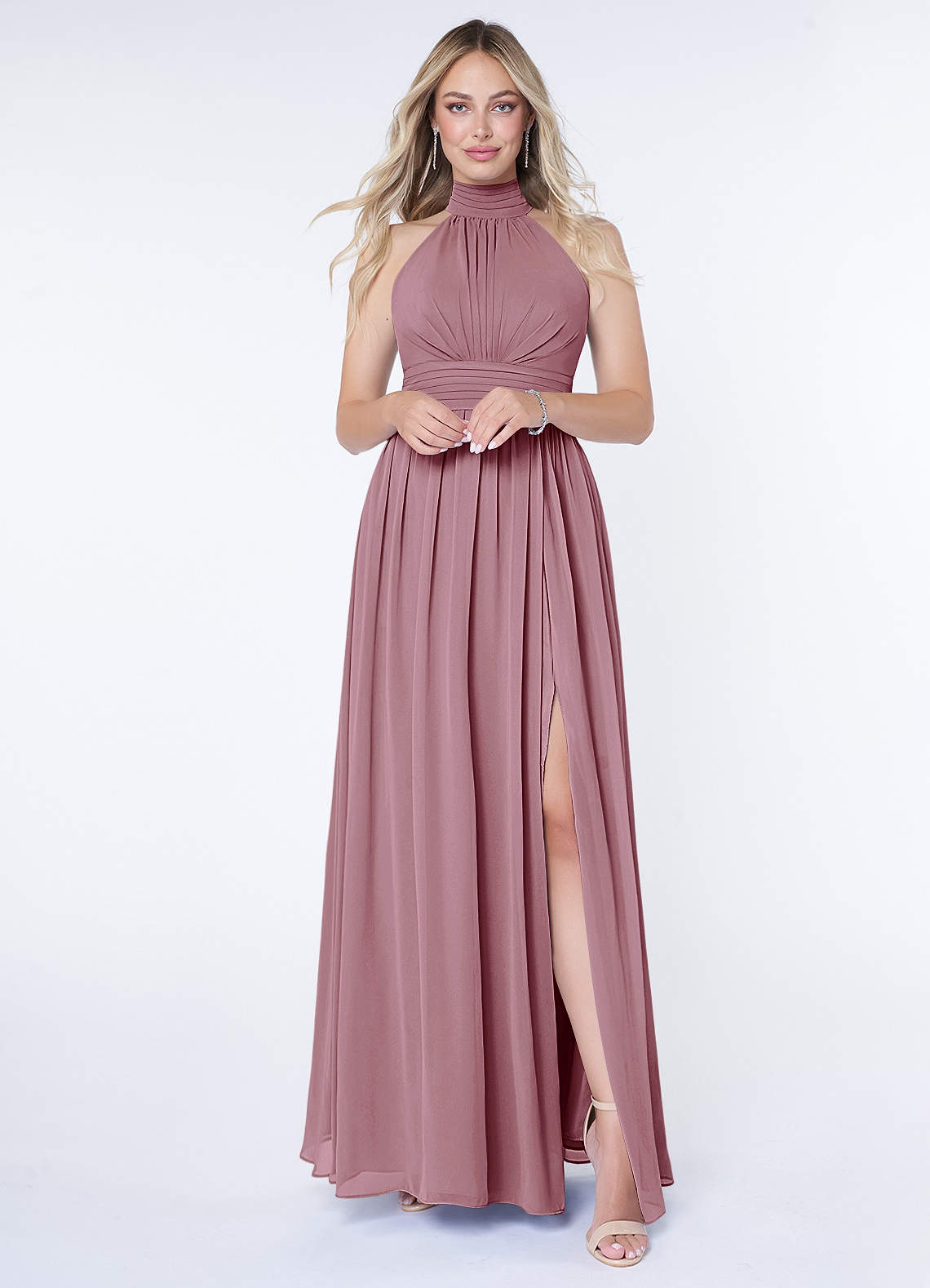 Azazie Iman Bridesmaid Dresses Vintage Mauve A-Line A-Line Ruched Chiffon Dress image1