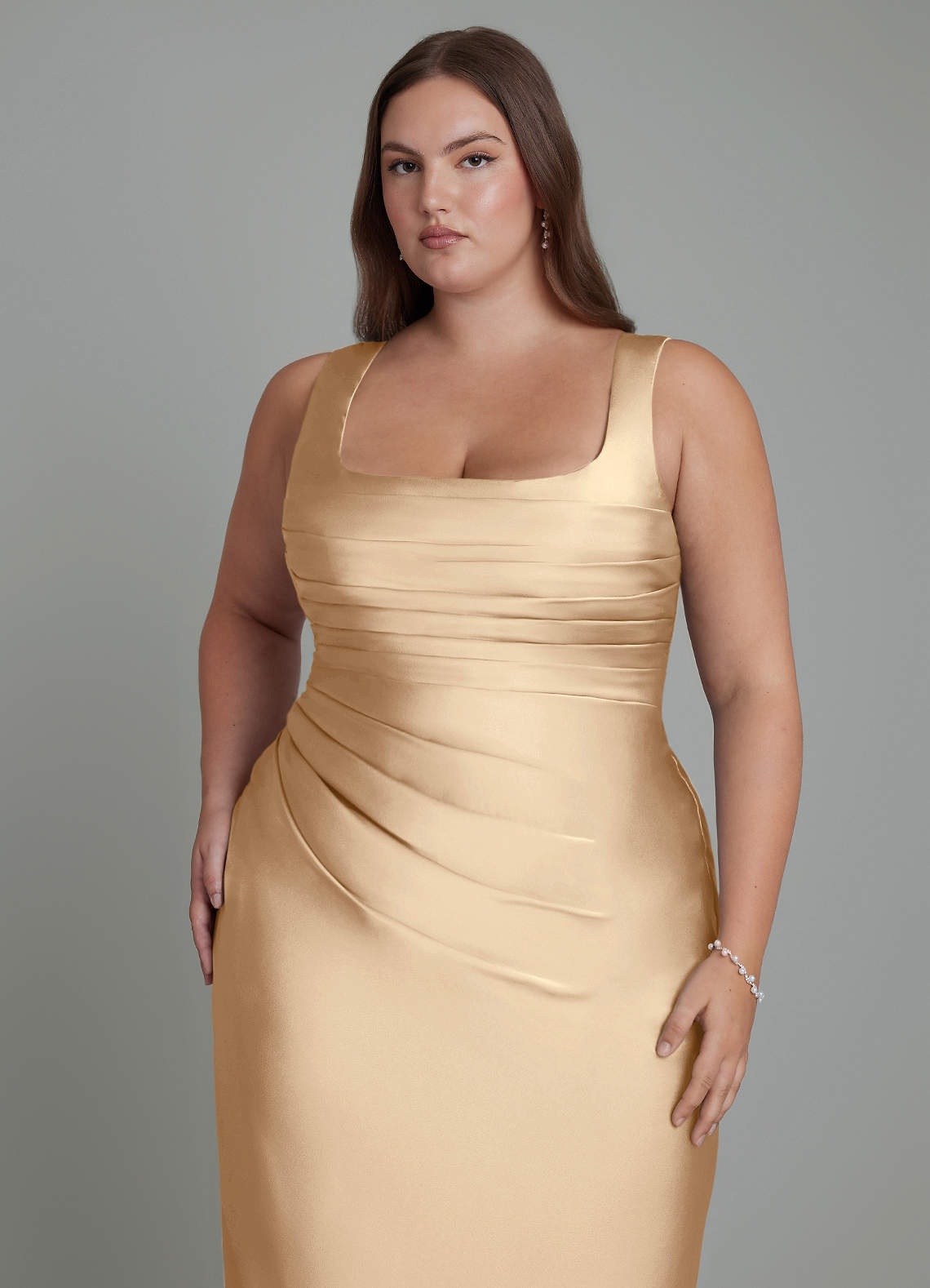 Azazie Agustina Bridesmaid Dresses Champagne Mermaid Corset Stretch Satin Dress image11