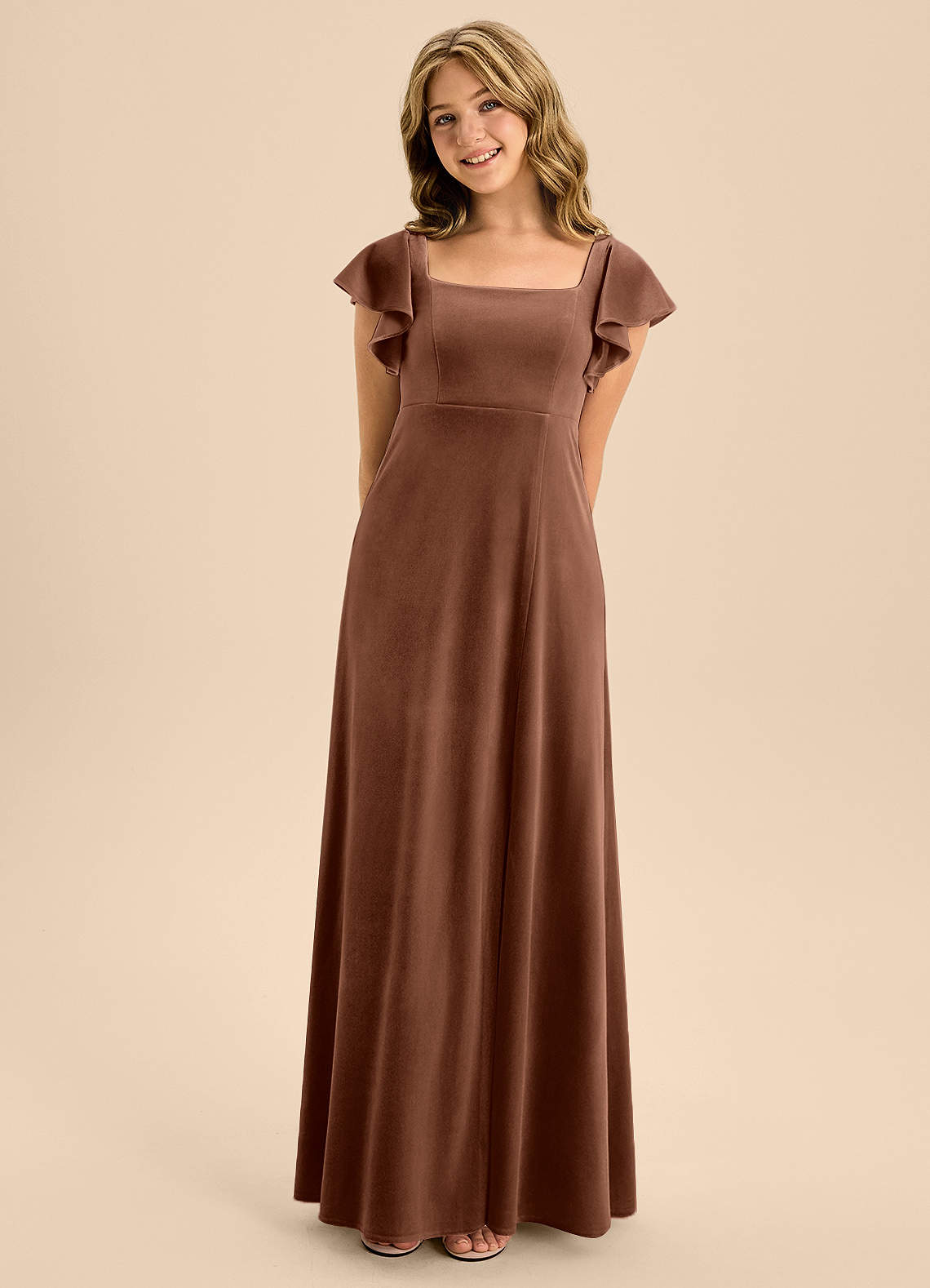 Azazie Bondi Junior Bridesmaid Dress in Umber