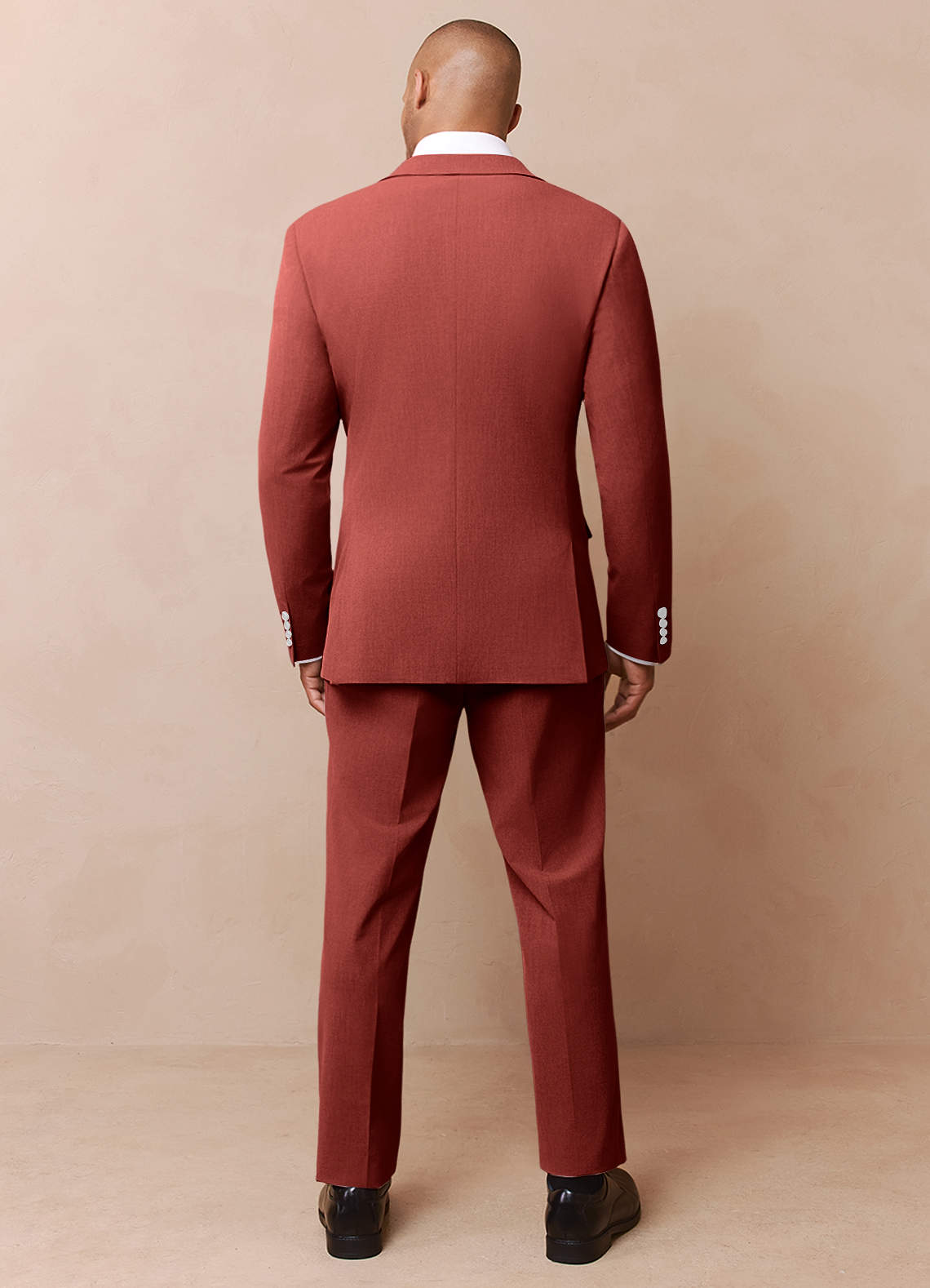 front James Terracotta Structured Stretch Suit
