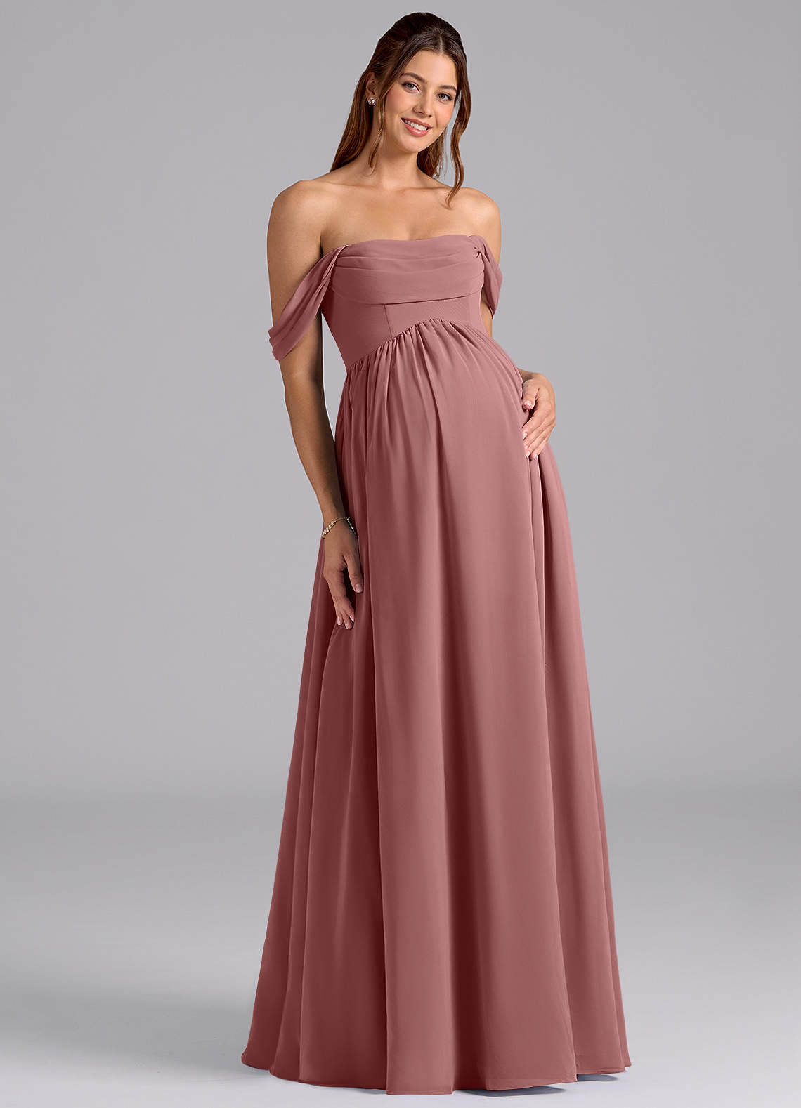 maternity bridesmaid dress pink Azazie Saige