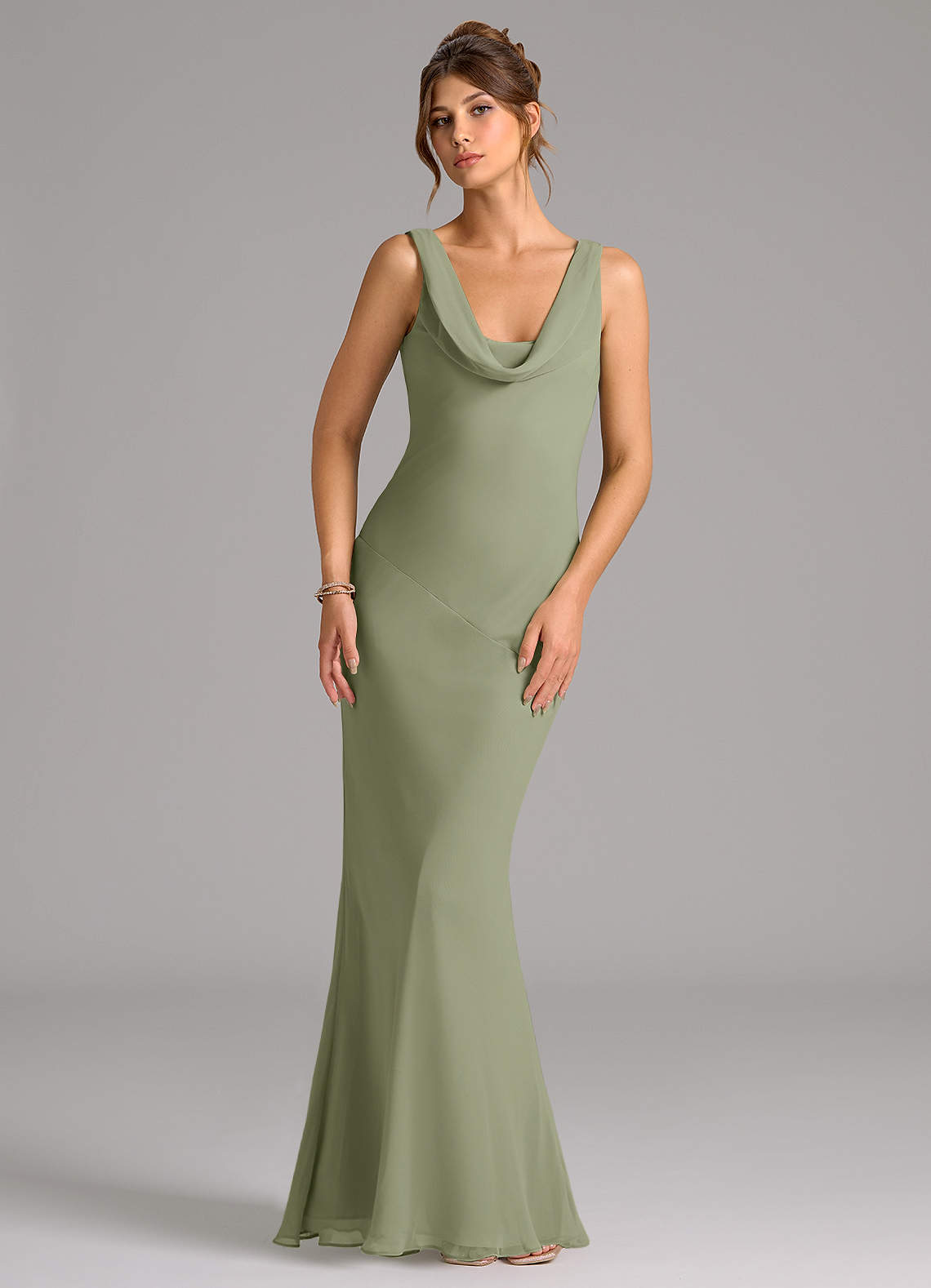 Azazie Rylina Pistachio Chiffon Bridesmaid Dresses | Azazie