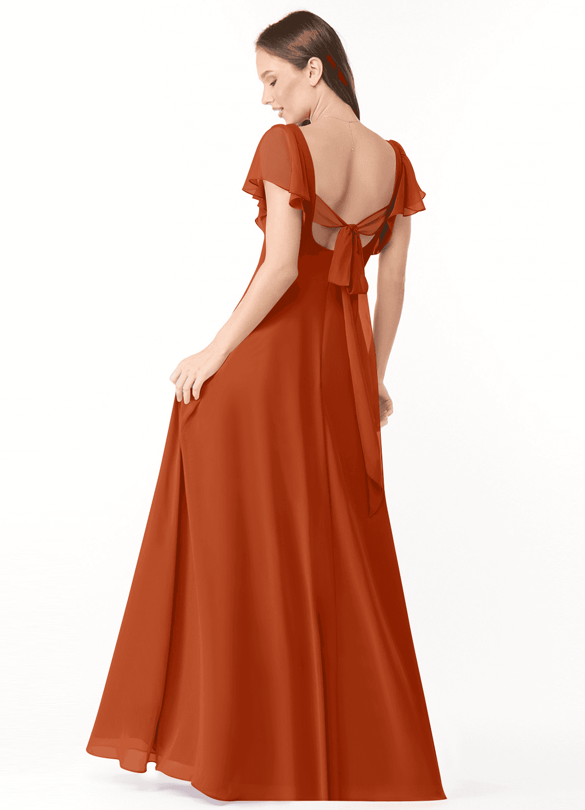 burnt sienna bridesmaid dresses Chiffon One Shoulder Sleeveless Bridesmaid Dress| Plus Size