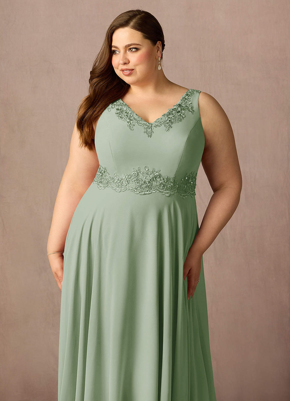 Azazie Devana Vestidos para mãe da noiva Vestido Dusty Sage de Chiffon de Linha A com Lantejoulas image14