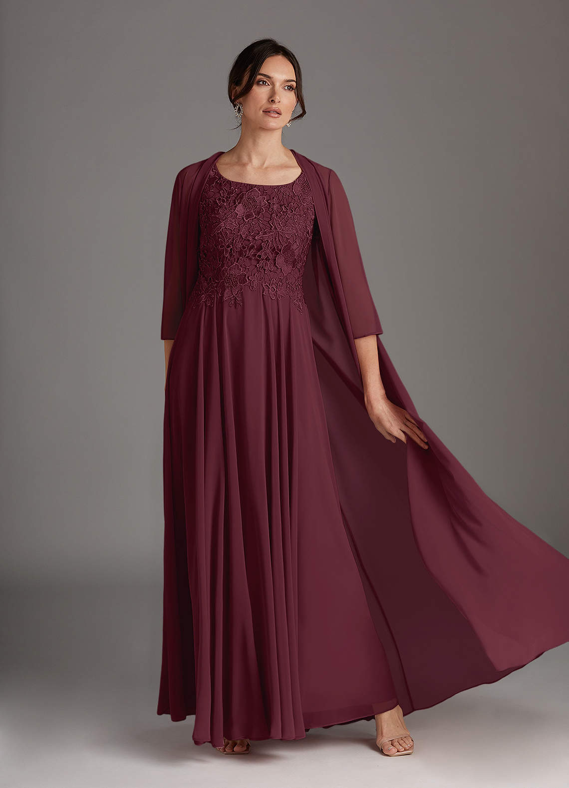 Azazie Kana Mother of the Bride Dresses Cabernet A-Line Scoop lace Chiffon Dress image1