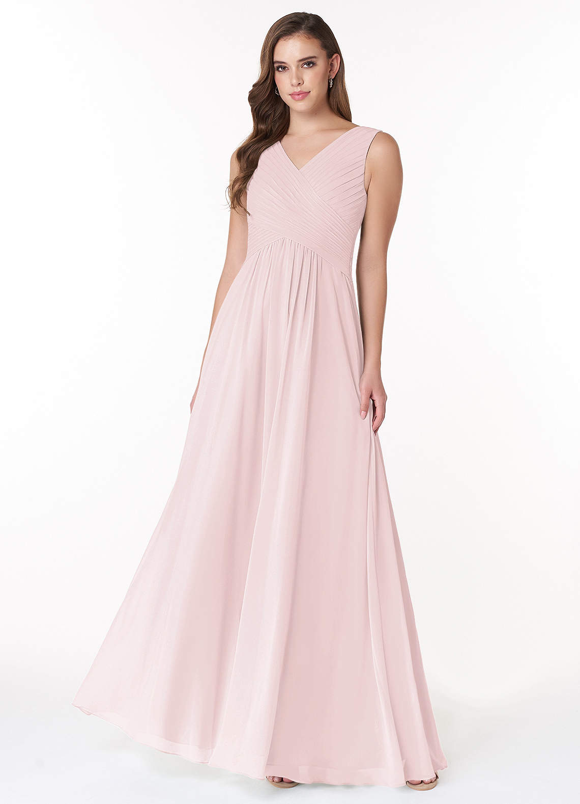 Azazie Flora Abiti da Damigella Abito A-Line in Chiffon Plissettato Rosa Rossore image1