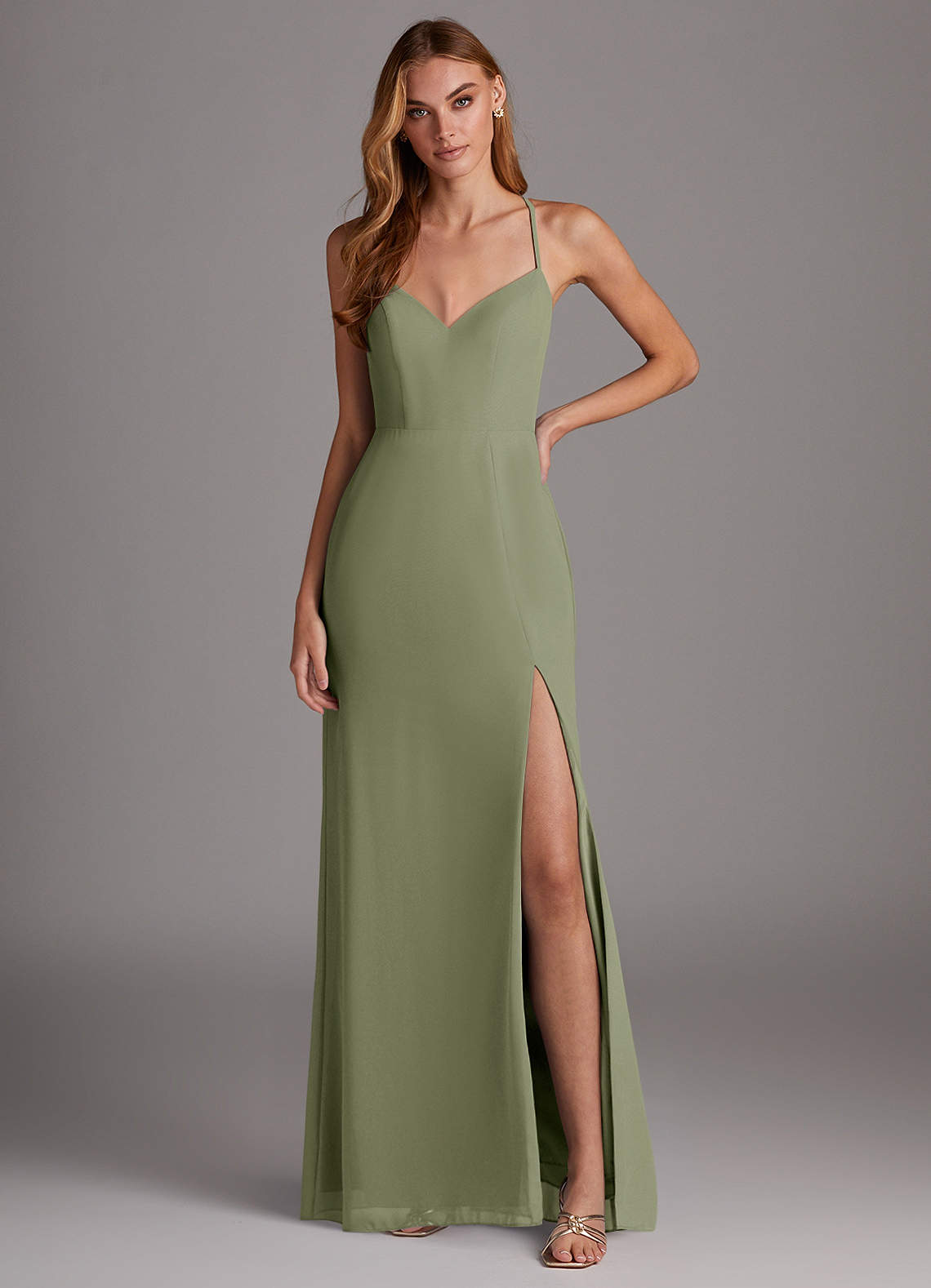 Azazie Manila Ready to Ship Pistachio Chiffon Bridesmaid Dresses