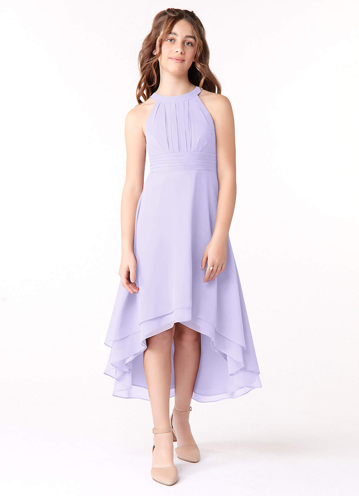 Azazie Linna Junior Lilac A-Line Pleated Chiffon Dress image1