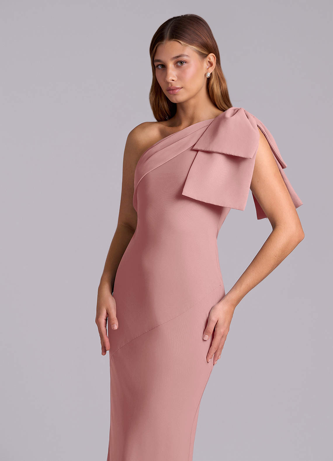 Azazie Yuanna Bridesmaid Dresses Dusty Rose Mermaid One Shoulder Chiffon Dress image6