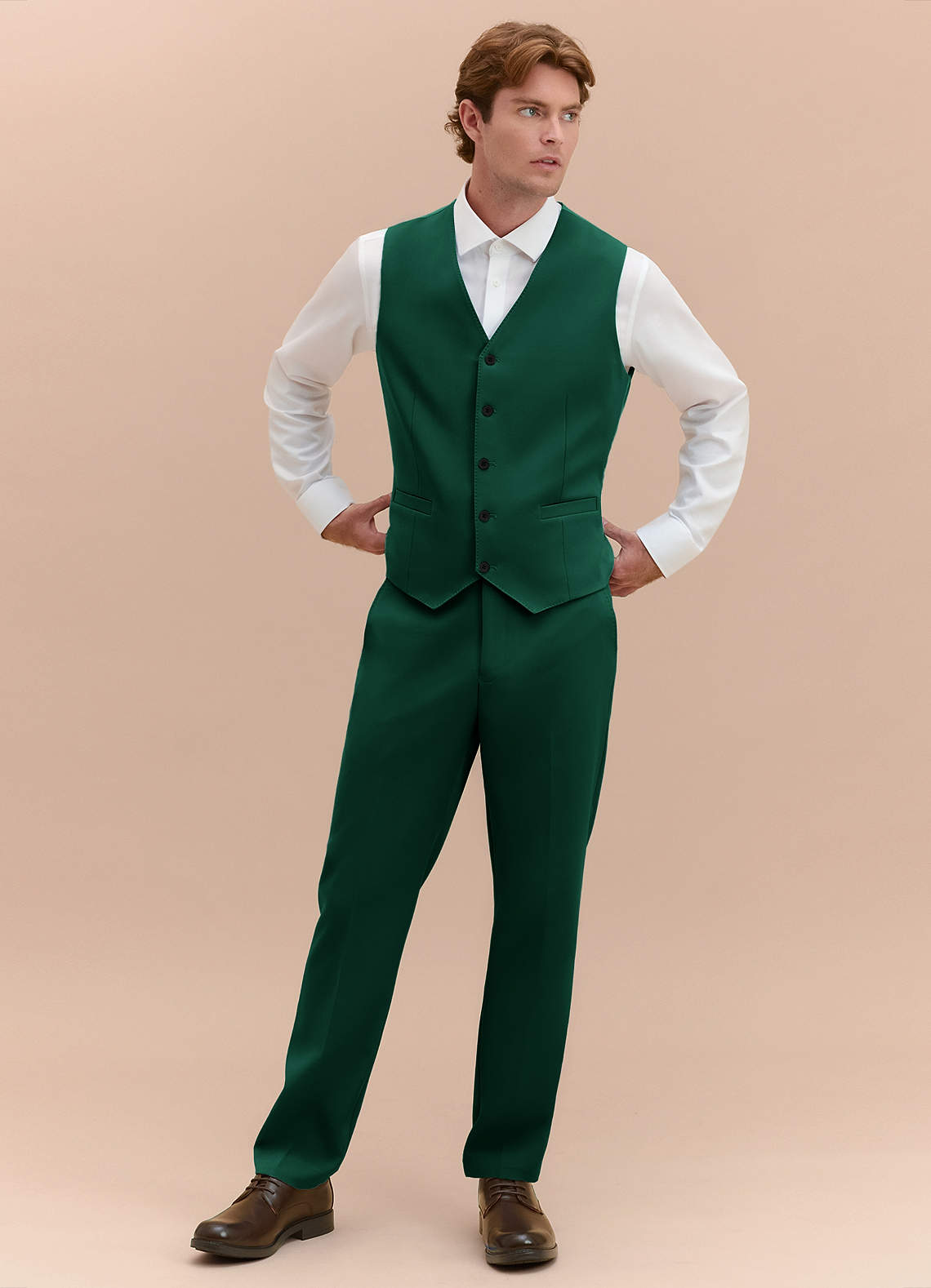 James Emerald Structured Stretch Suit Vest | Slim Regular Suit