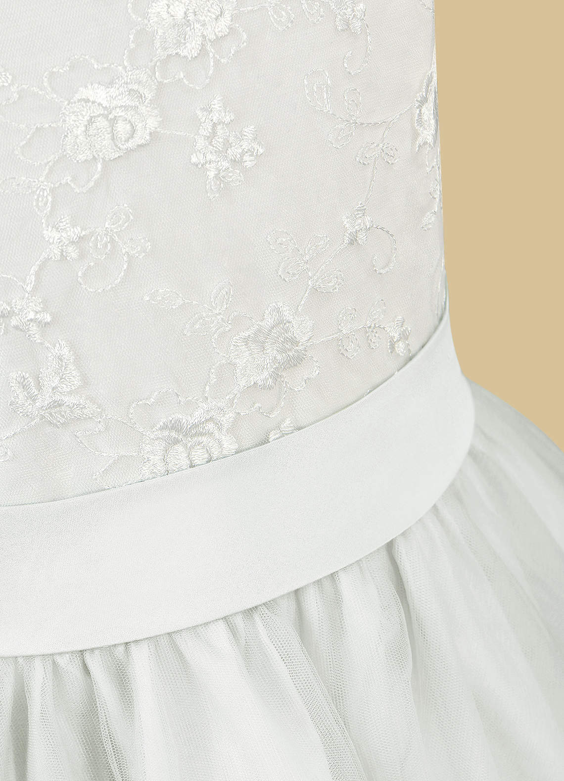 Azazie Vetty Flower Girl Dresses Ivory A-Line Lace Tulle Dress image10