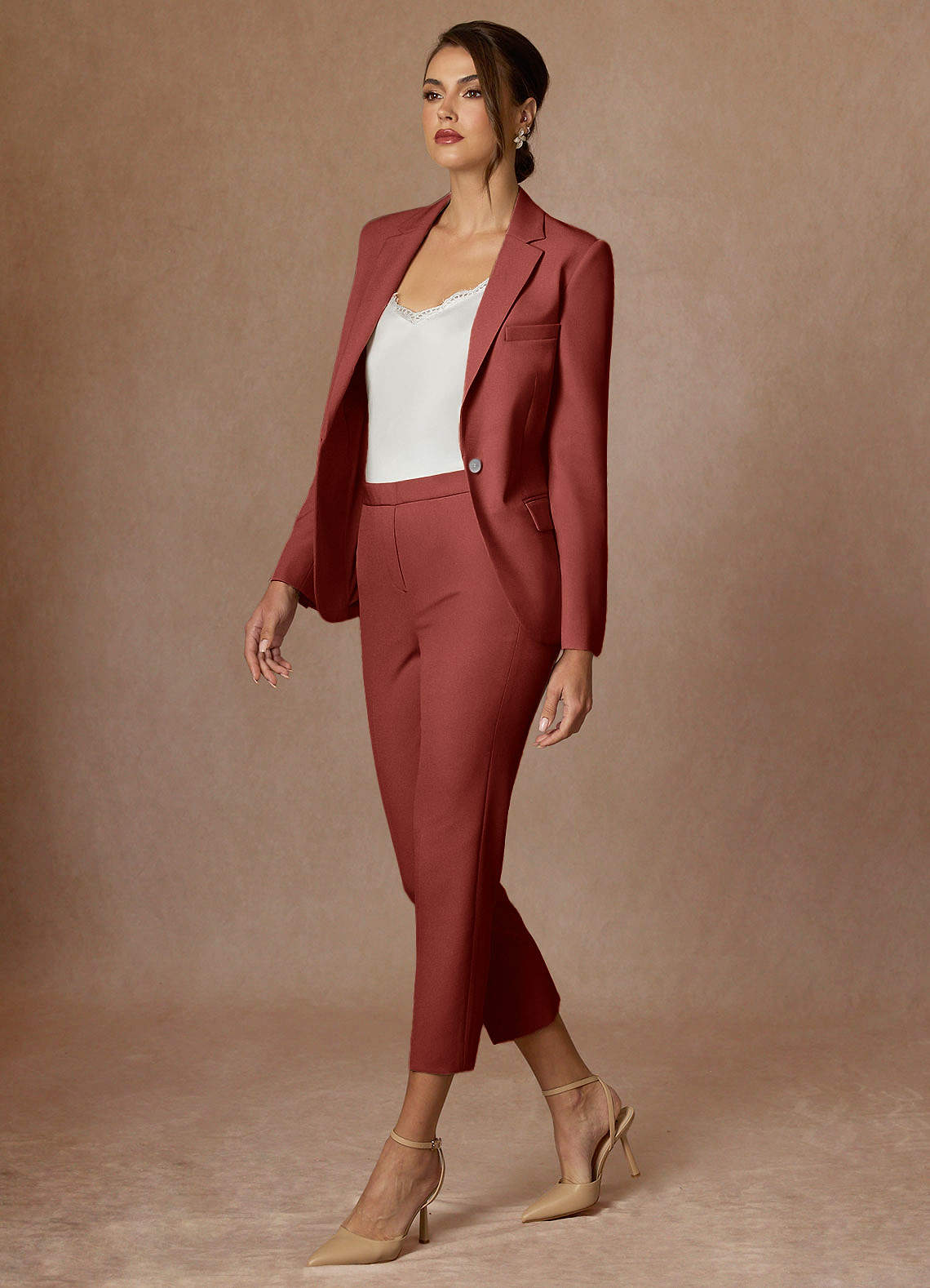 front Kennedy Terracotta Blazer de performance à tissage raffiné