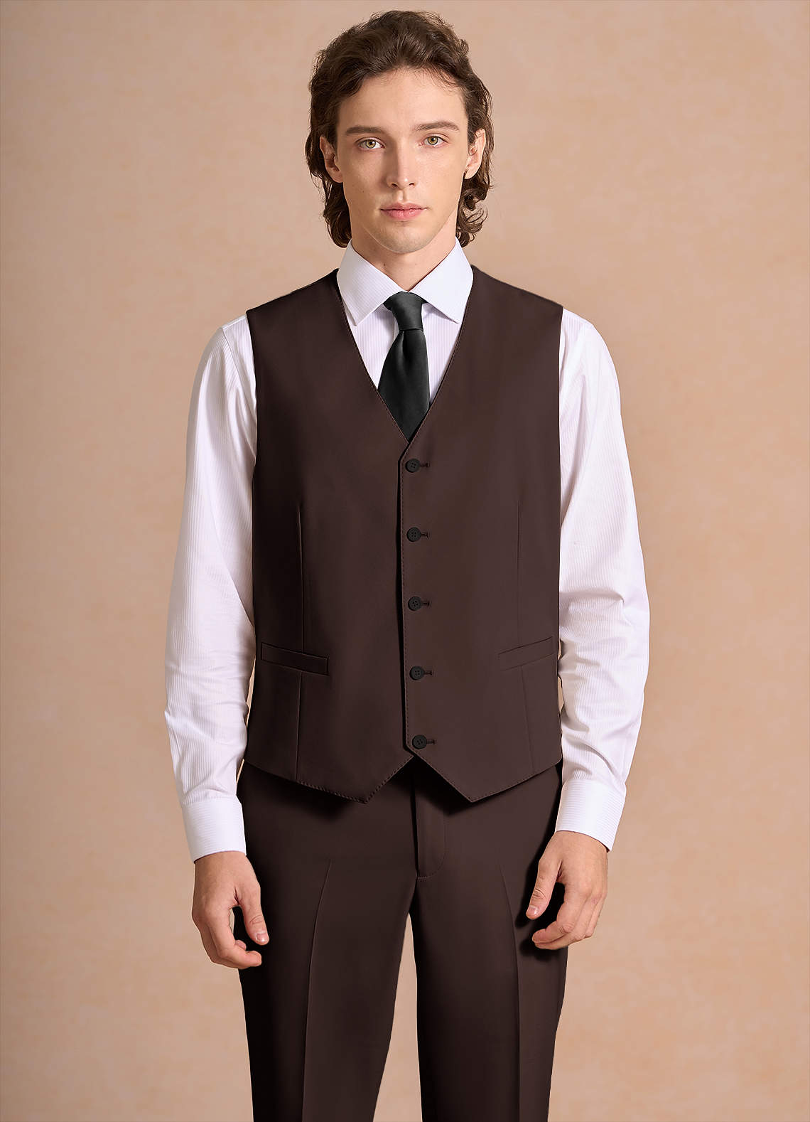front James Ganache Structured Stretch Suit Vest