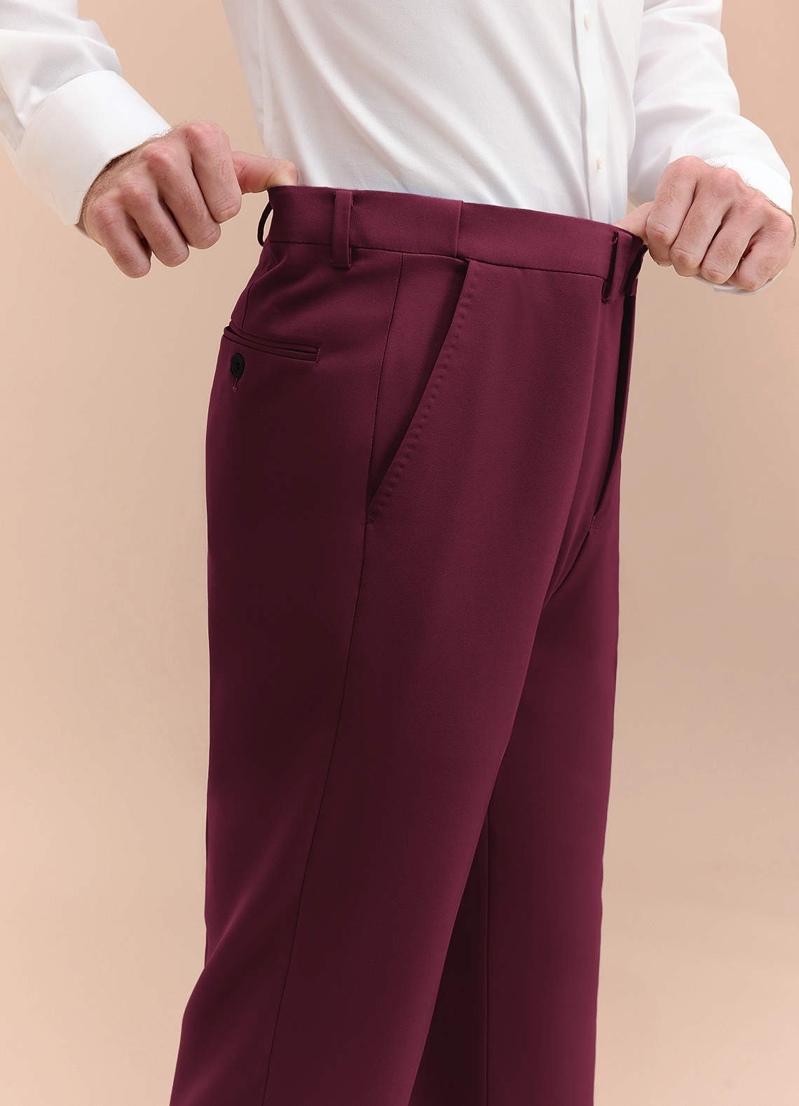 front James Burgundy Structured Stretch Dress Pants