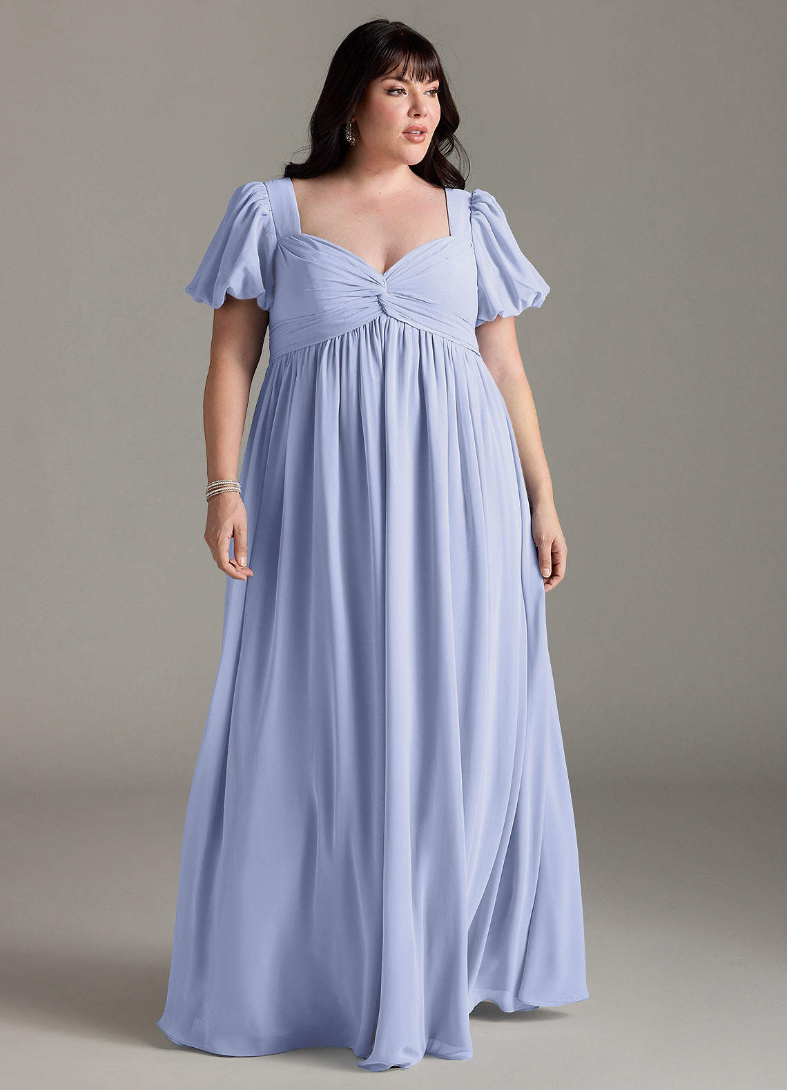 Azazie Madisynn vestidos de dama de honor de maternidad Vestido de Lazo Hasta el suelo Gasa image1
