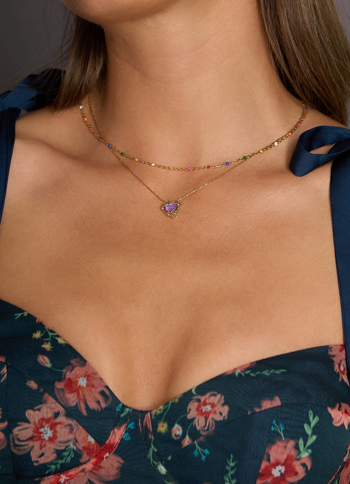 front Delicate Bead Necklace