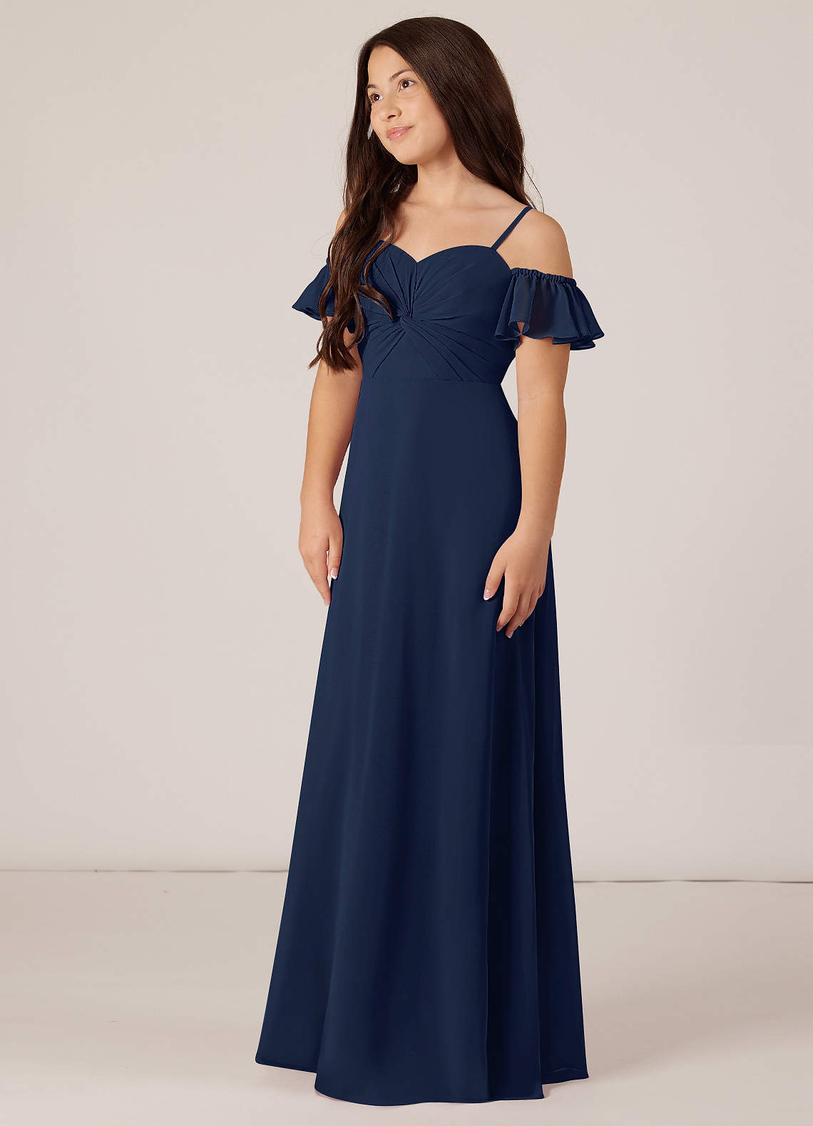 Beatrice Crepe Bardot Maxi Dress Blue Bardot Navy Bridesmaid