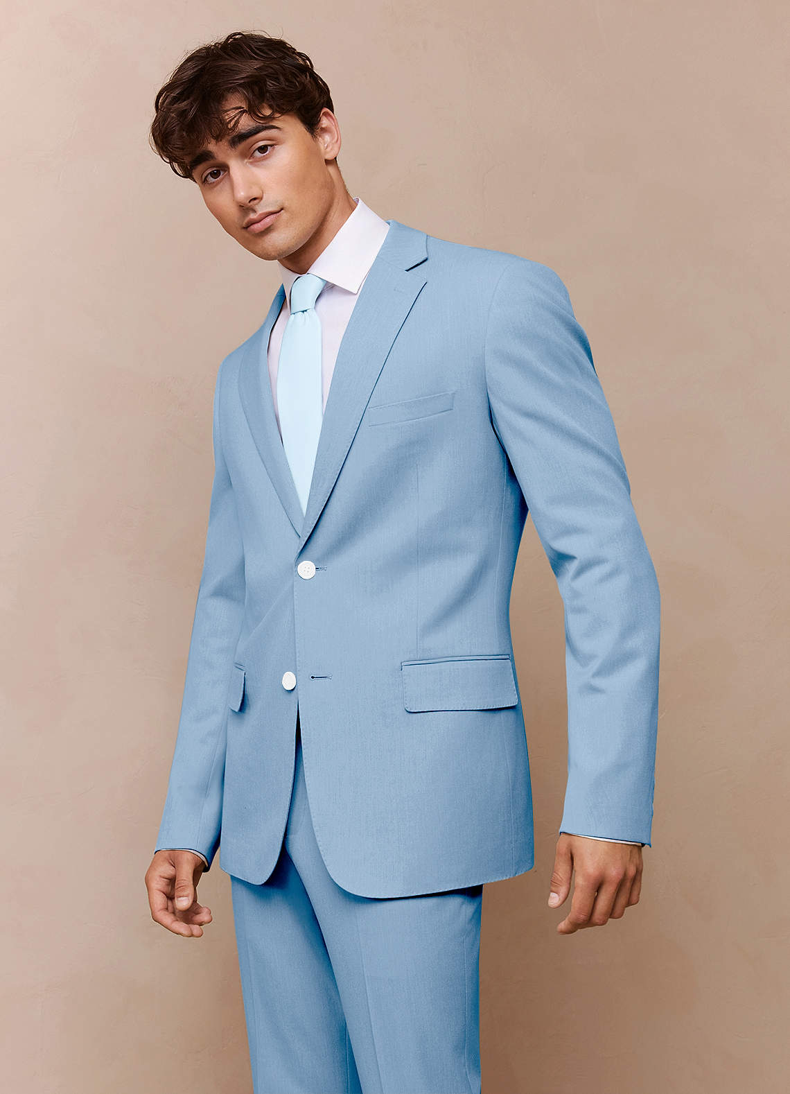 front James Sky Blue Structured Stretch Suit Jacket