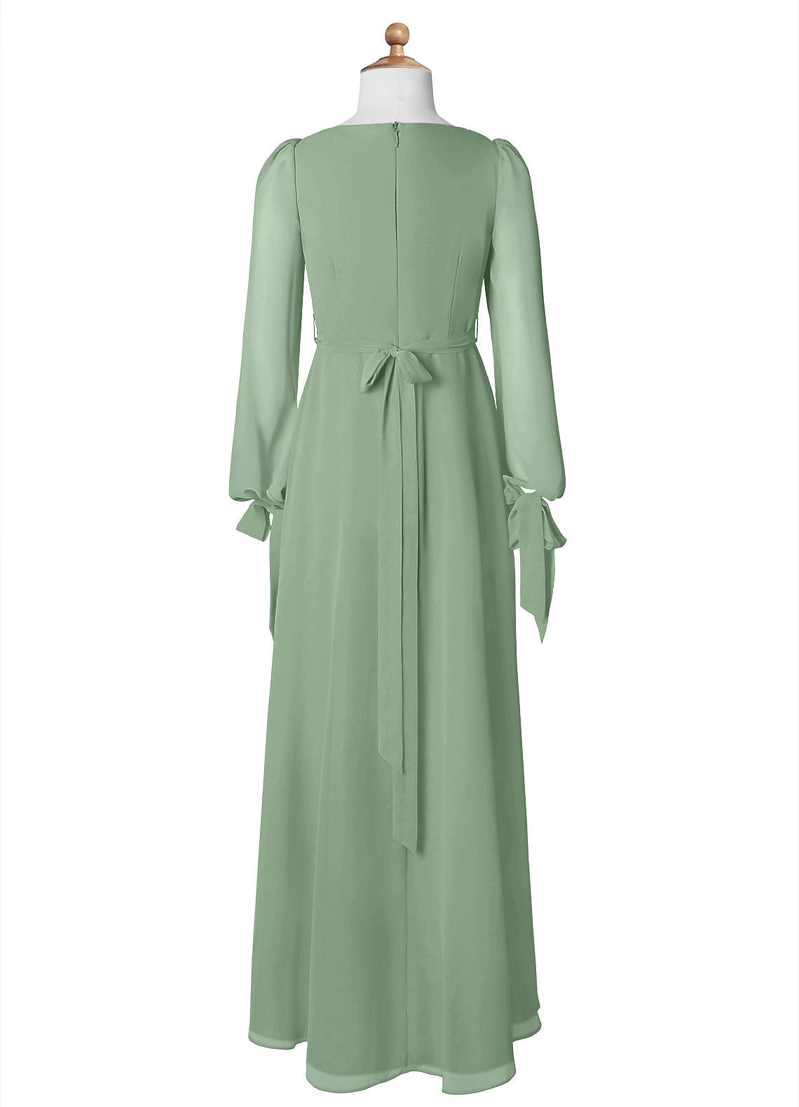 Azazie Leonia Junior Matcha A-Line with Pockets Chiffon Dress image7