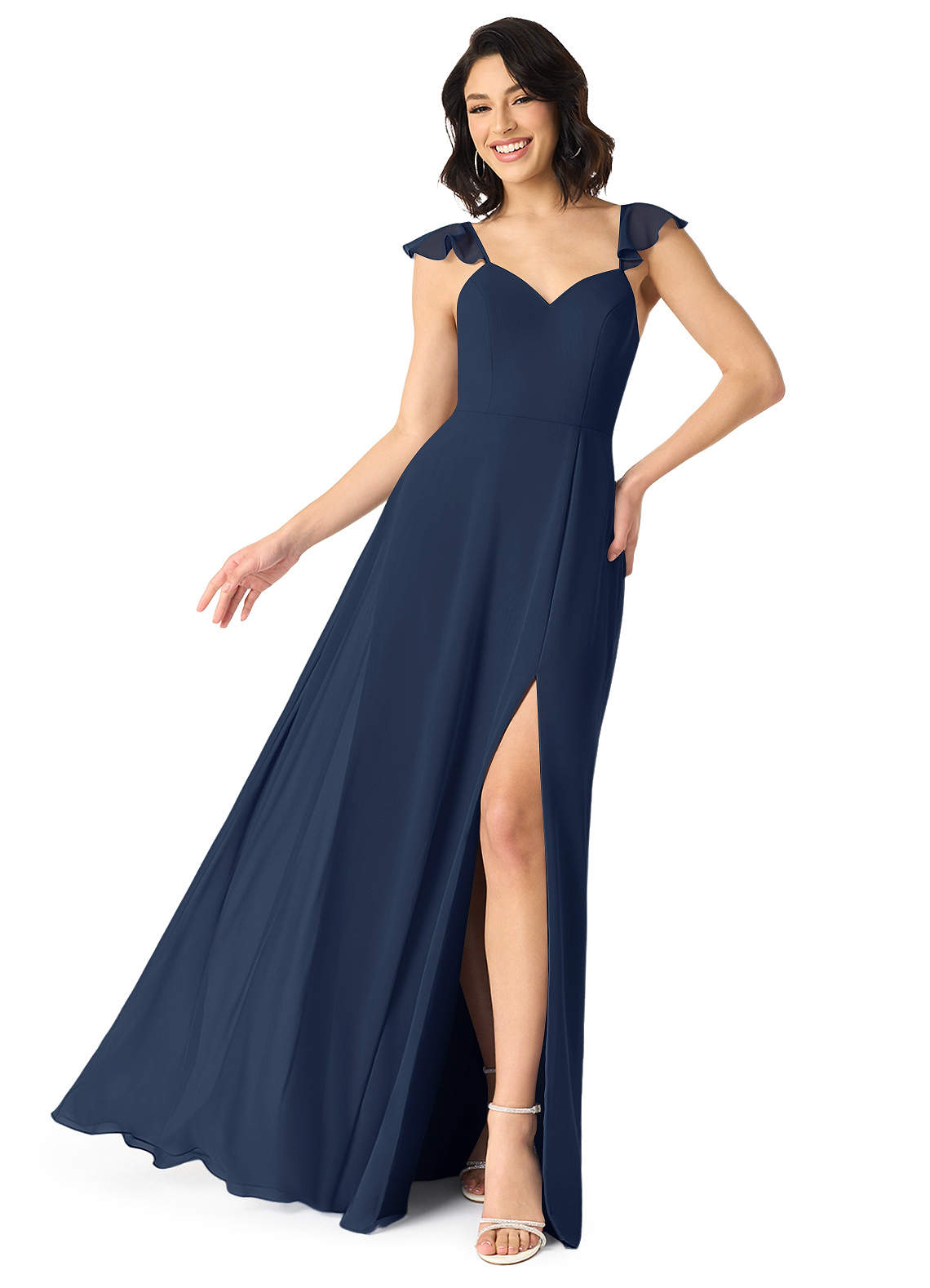 Azazie Everett Dark Navy Chiffon Bridesmaid Dresses