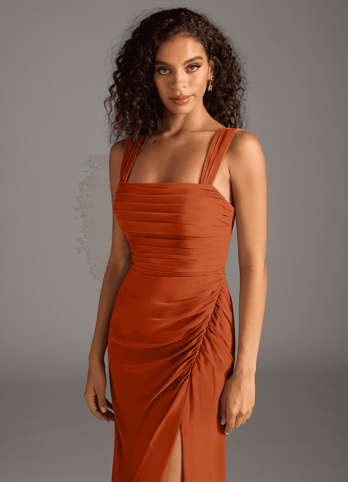 Azazie Jesaphine Bridesmaid Dresses Burnt Orange Sheath Bow Chiffon Dress image6
