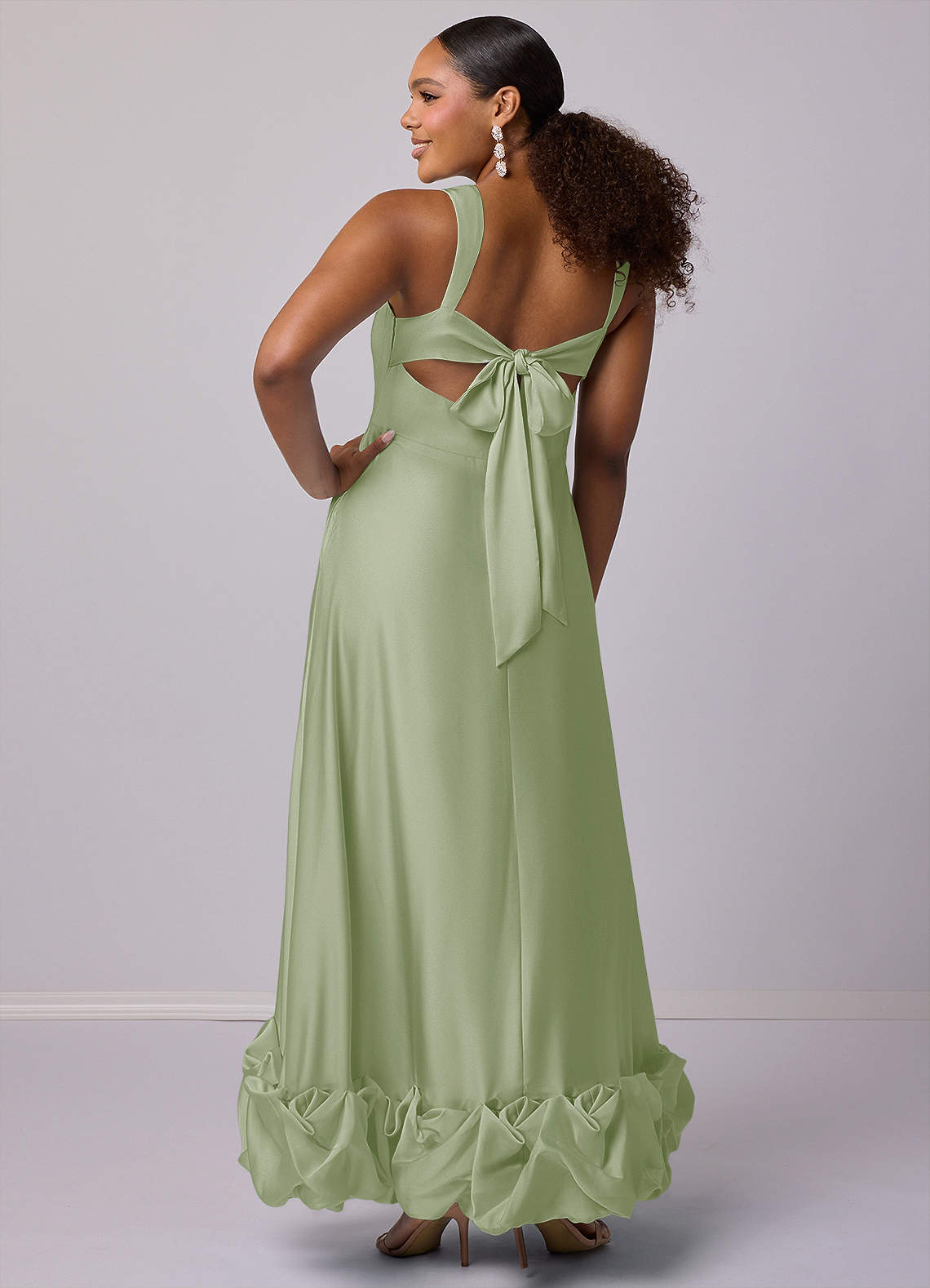 Barbie ♥ Azazie Bridesmaid Dresses A-Line Stretch Satin Ankle-Length Dress with Pockets image8