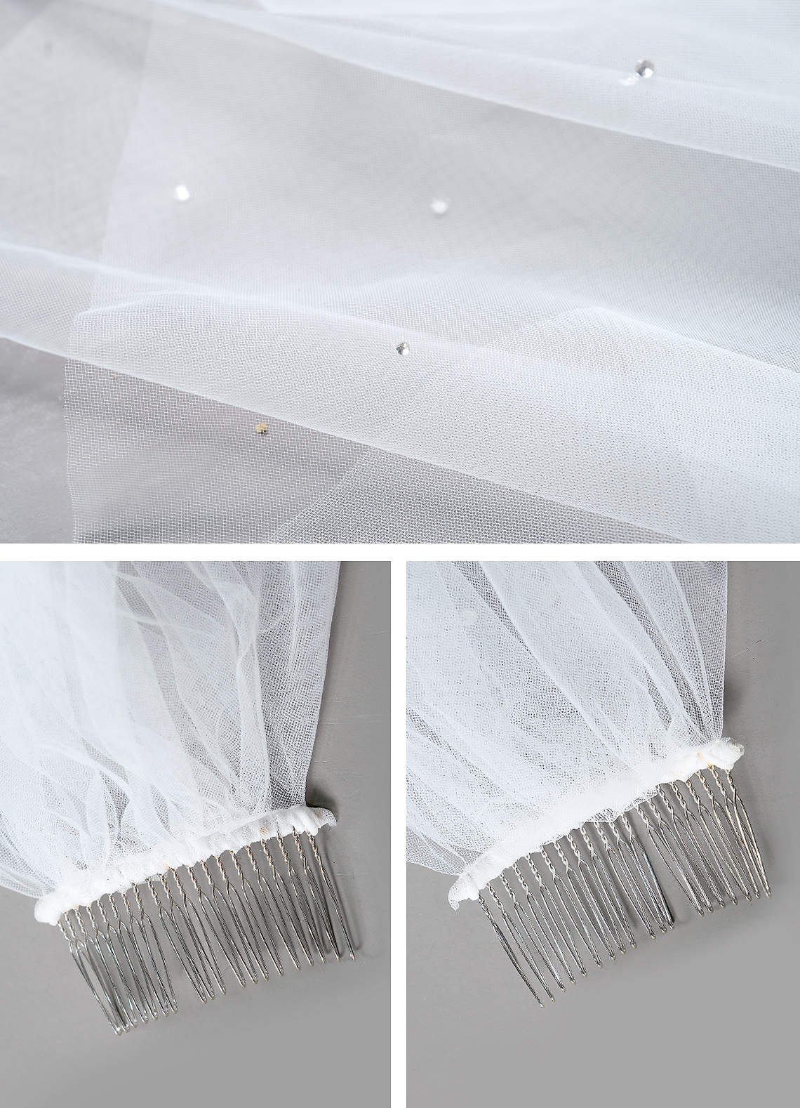 front Juniper Rhinestones Waltz Length Veil With Blusher
