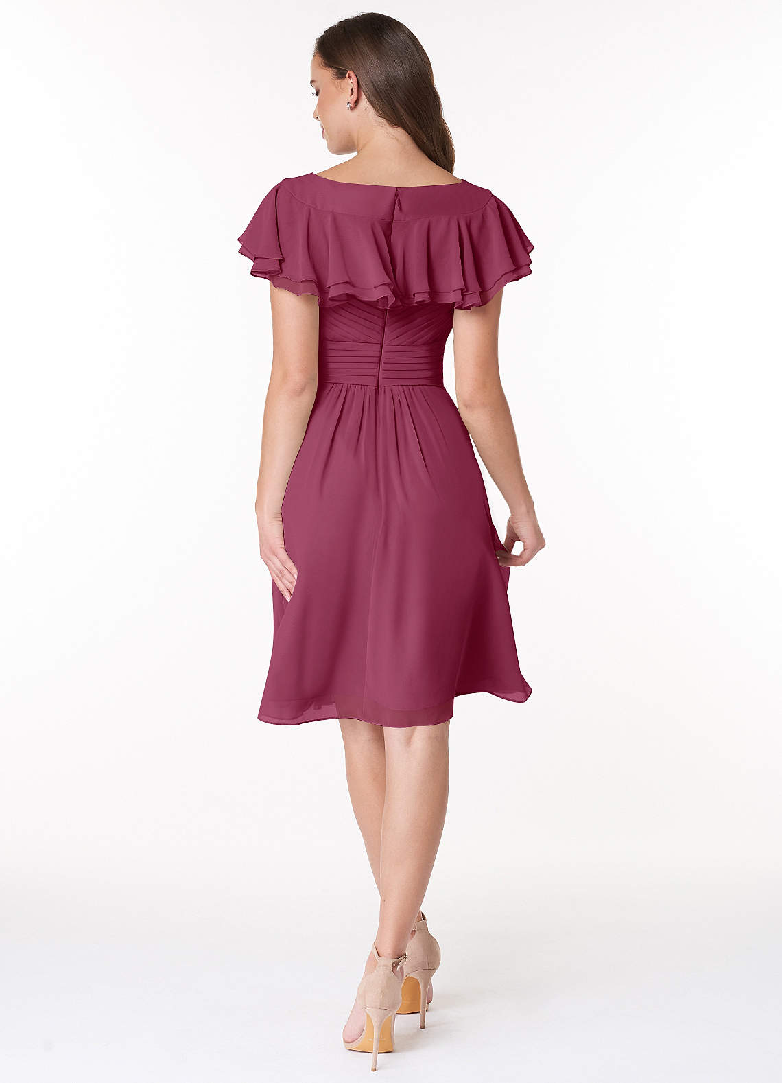 Azazie Hadley Final Sale A-Line Pleated Chiffon Knee-Length Dress image1