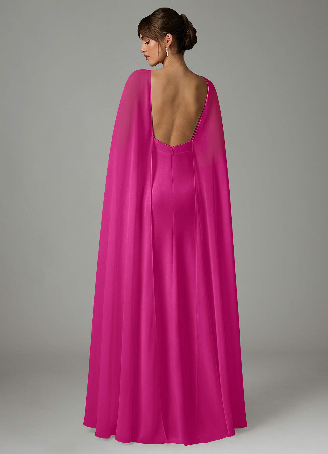 Azazie Stefania Vestidos de madrinha de casamento Vestido Fúcsia de Cetim elástico de Linha A image3