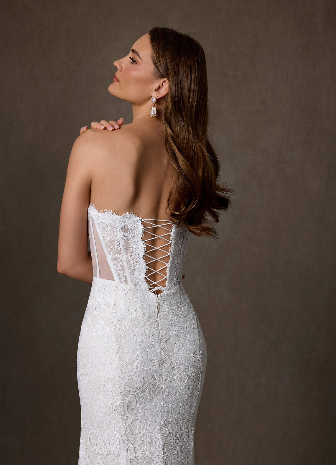 Azazie Issa Vestidos de noiva Vestido Diamante Branco de Renda de Bainha com Sem alças image10