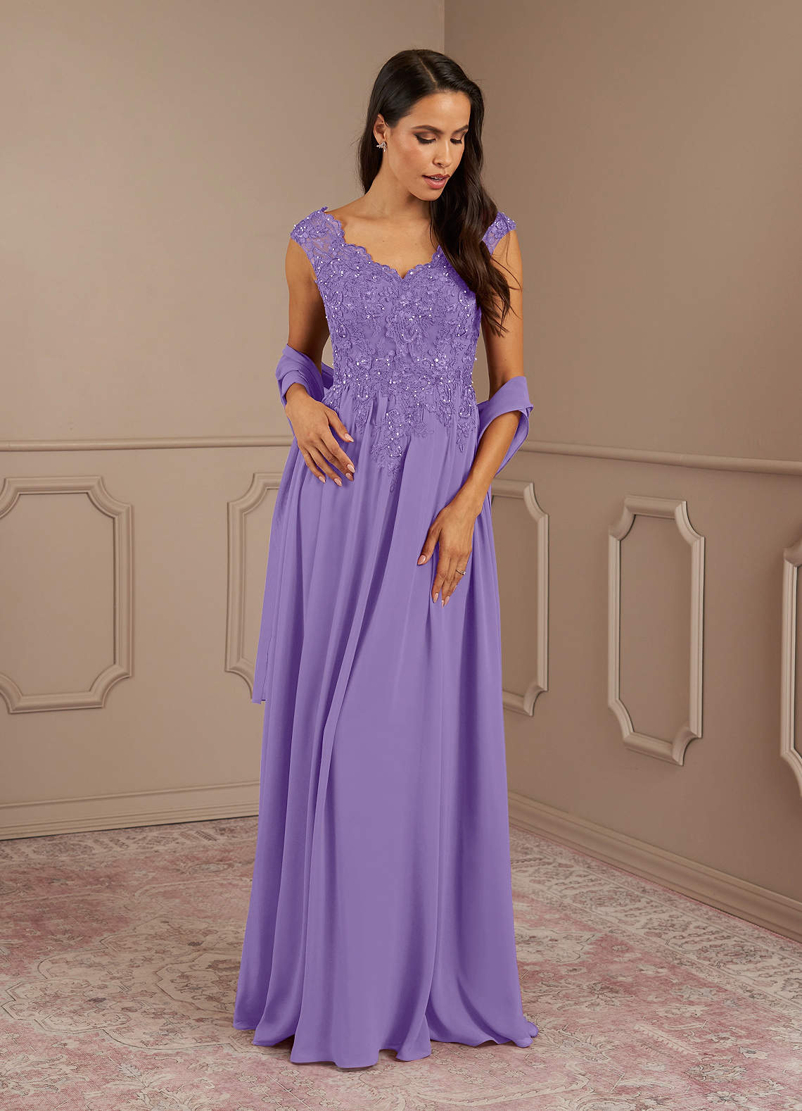 Azazie Amethyst Mother of the Bride Dresses Tahiti A-Line V-Neck Sequins Chiffon Dress image1