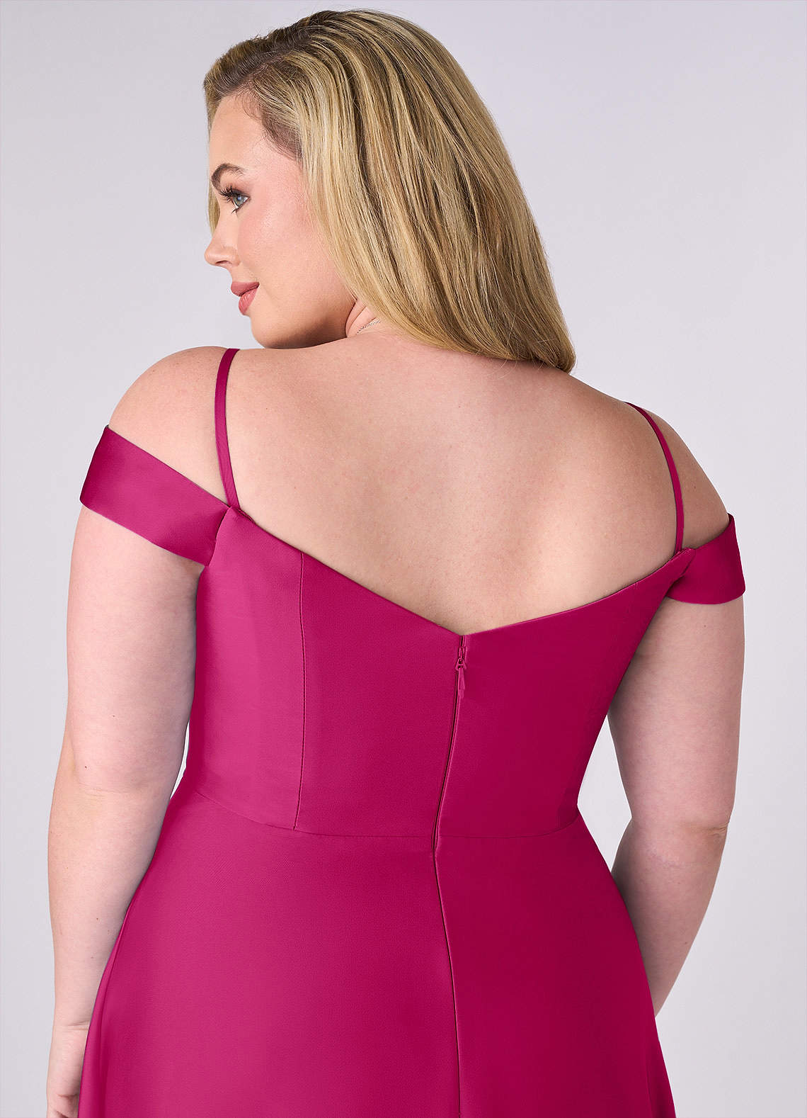 Barbie ♥ Azazie Bridesmaid Dresses Barbie Pink A-Line Off the Shoulder Stretch Satin Convertible Dress image9