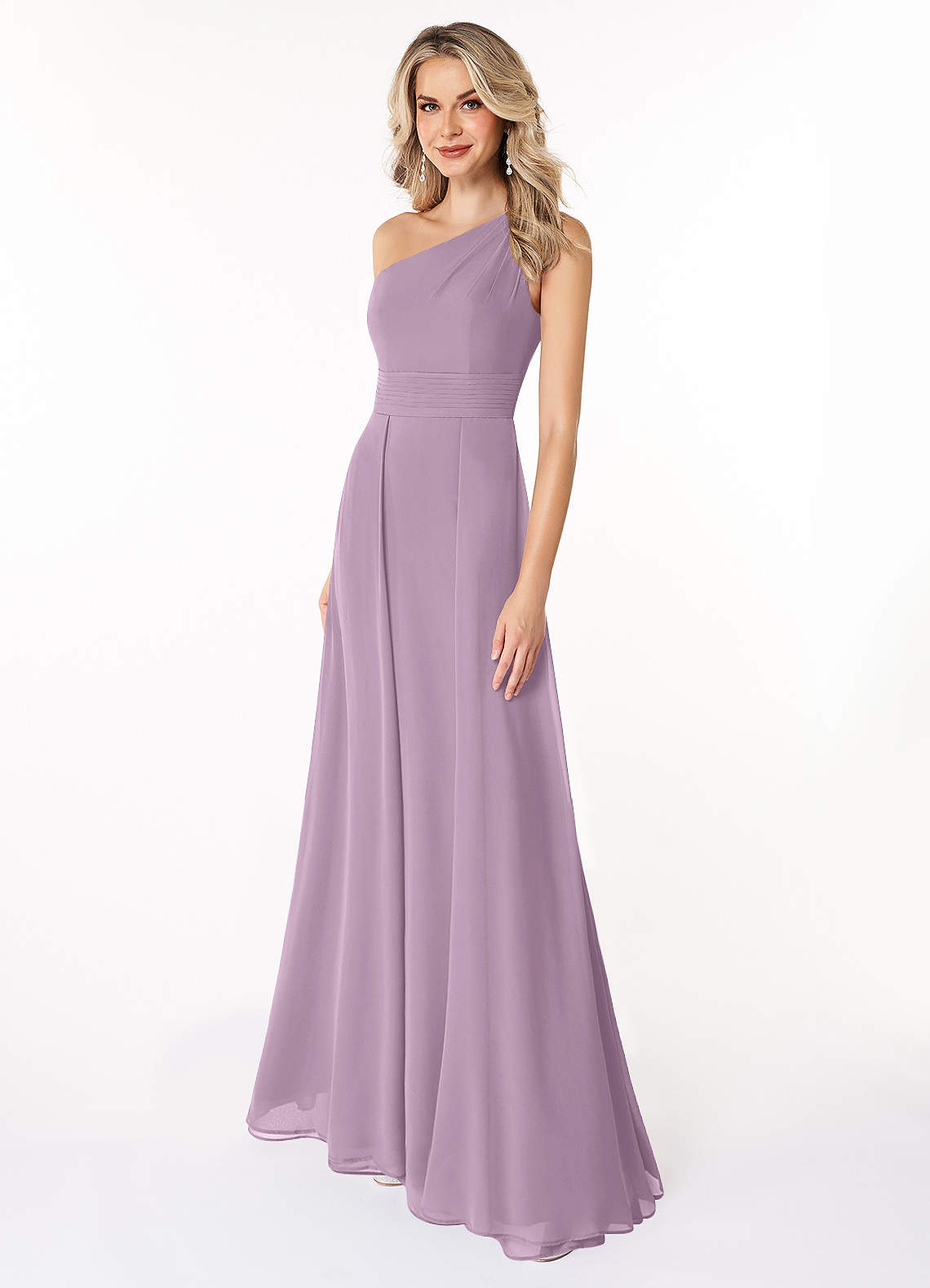Azazie Dallas Bridesmaid Dresses Wisteria A-Line One Shoulder Chiffon Dress image1