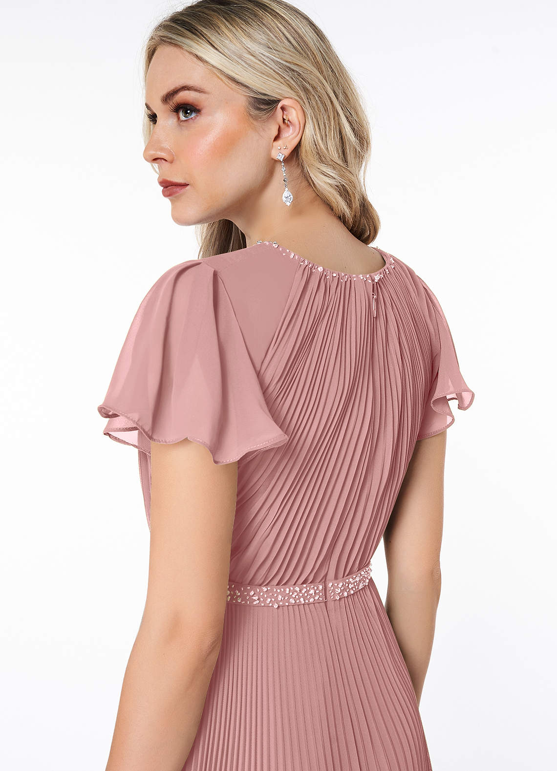 Azazie Kara Modest Bridesmaid Dresses A-Line Pleated Chiffon Floor-Length Dress image5