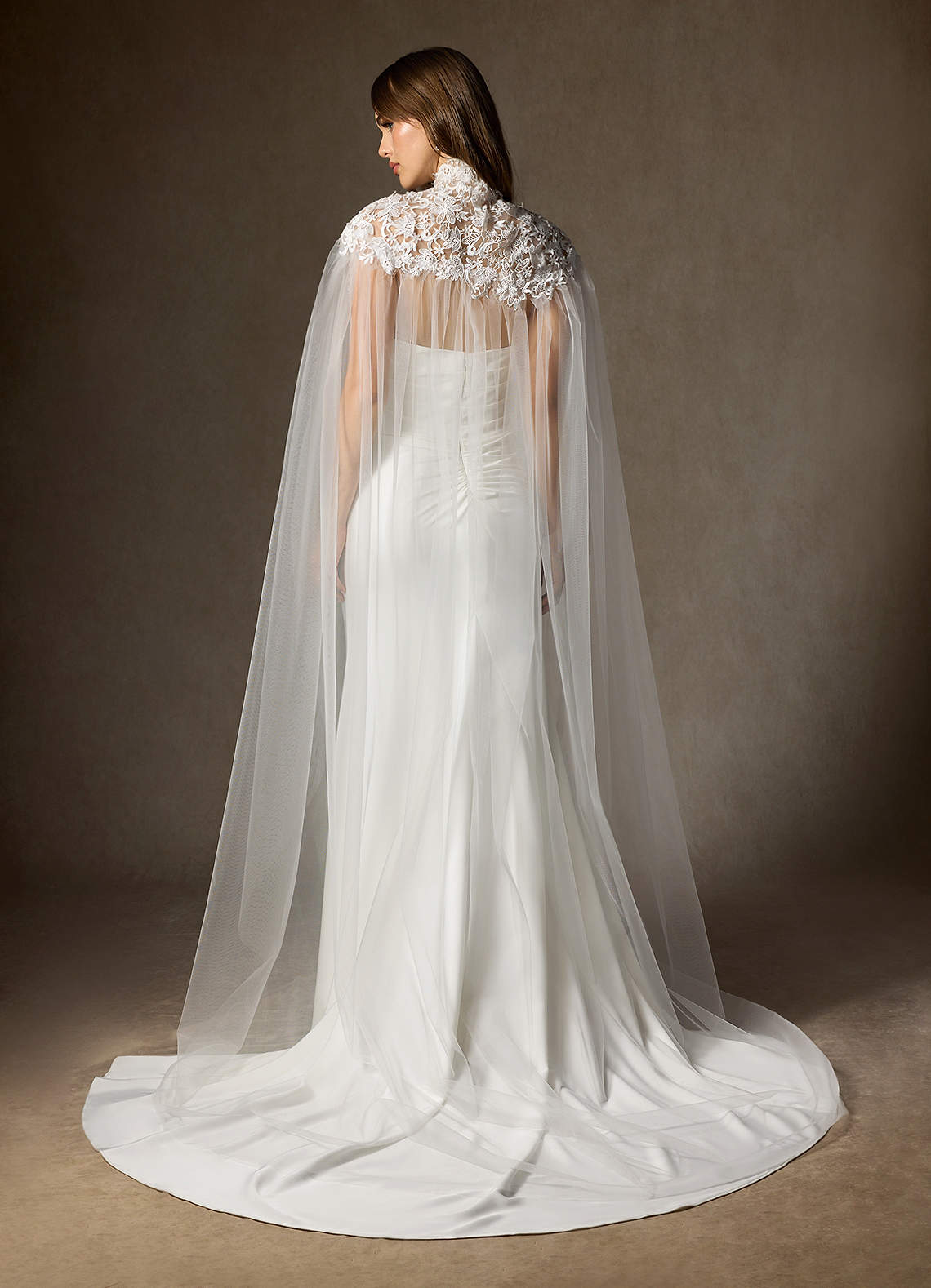 front Embroidered Lace Tulle Cape